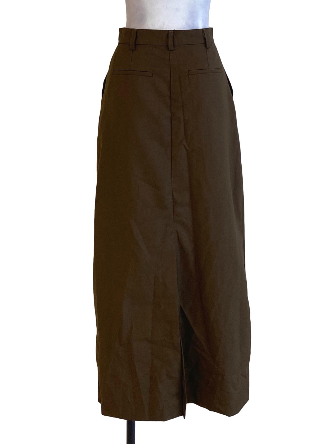 Wood Brown Regular Fit Long Slit Formal Skirt