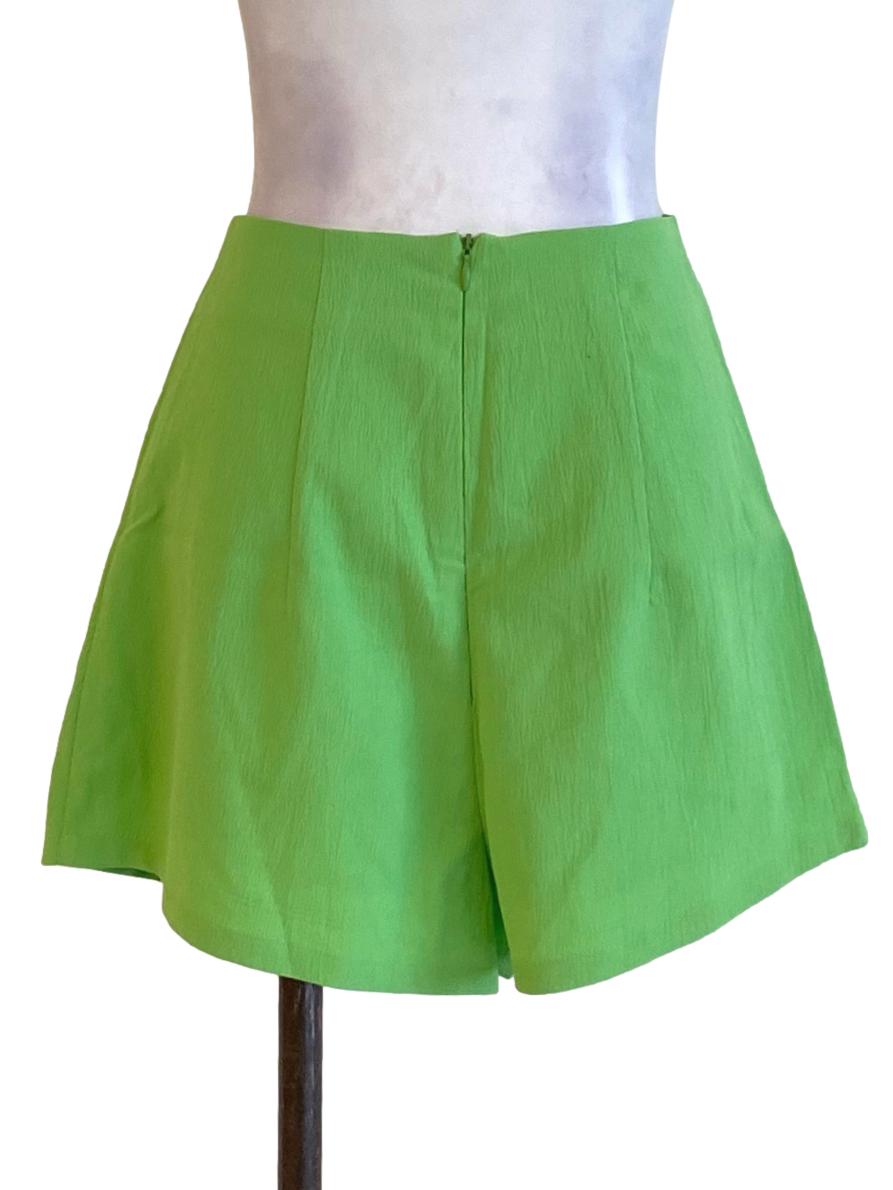 Chartreuse Green Sharkskin High Waisted Skort YHF