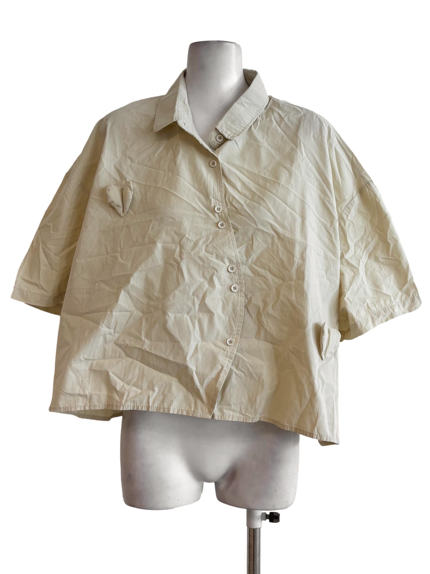 Pastel Yellow Short Sleeve Cotton Blouse