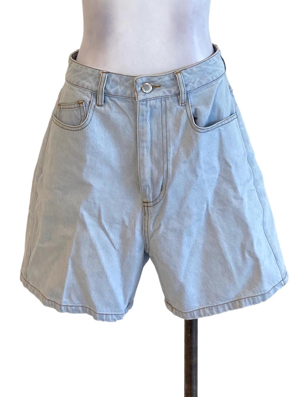 Light Sky Blue Buttoned Waist Denim Shorts TCL