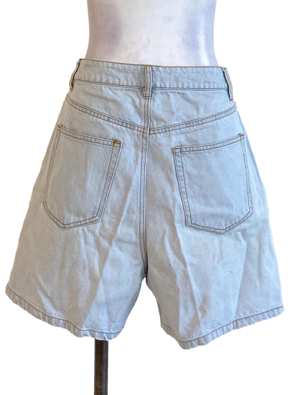 Light Sky Blue Buttoned Waist Denim Shorts TCL
