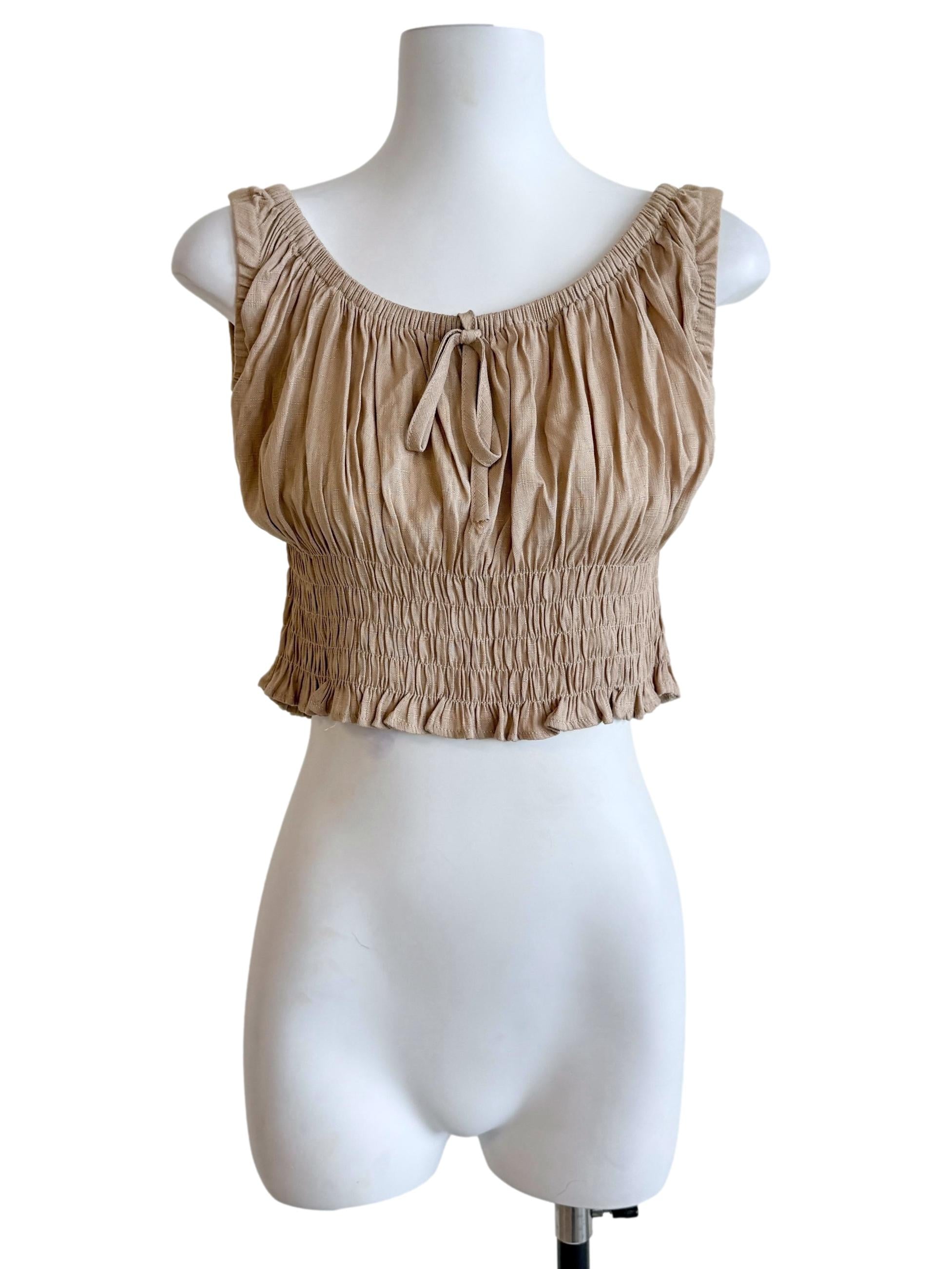Tortilla Brown Round Neck Top
