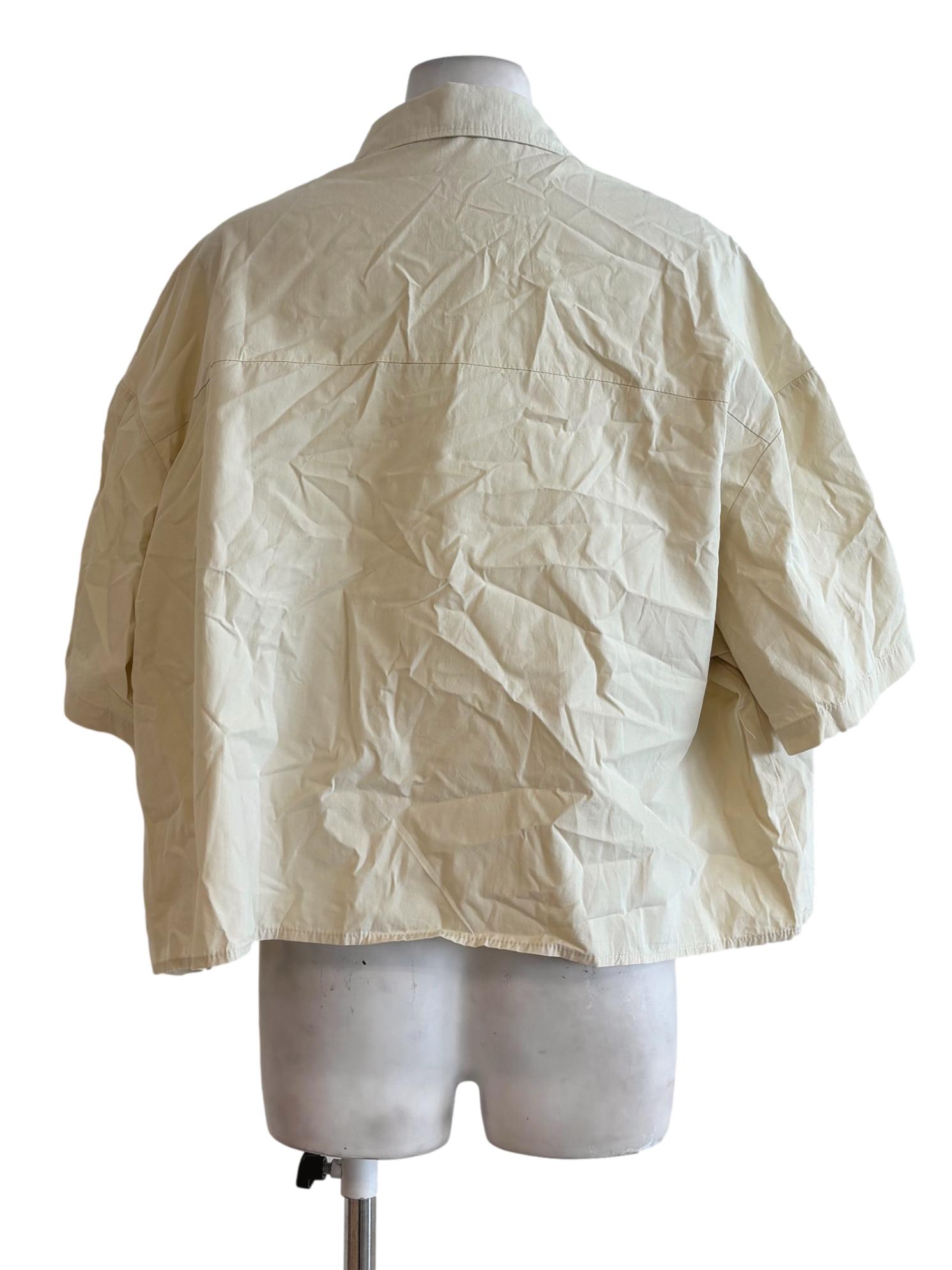 Pastel Yellow Short Sleeve Cotton Blouse
