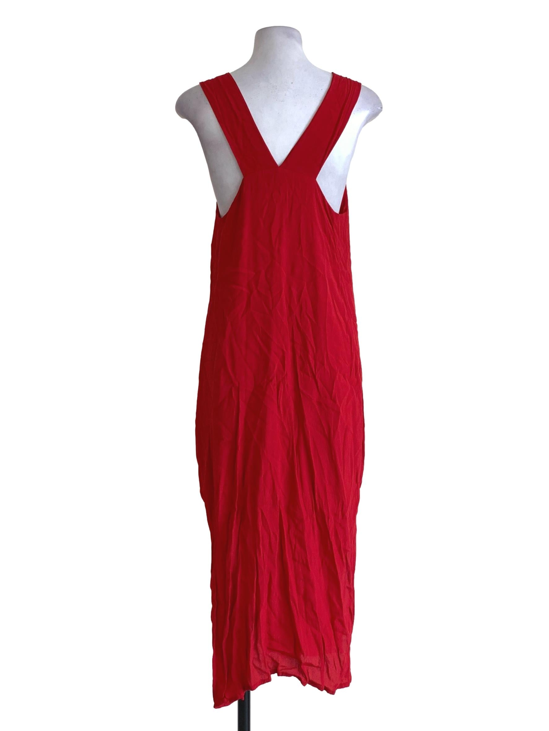 Red Sleeveless Side Slits Dress