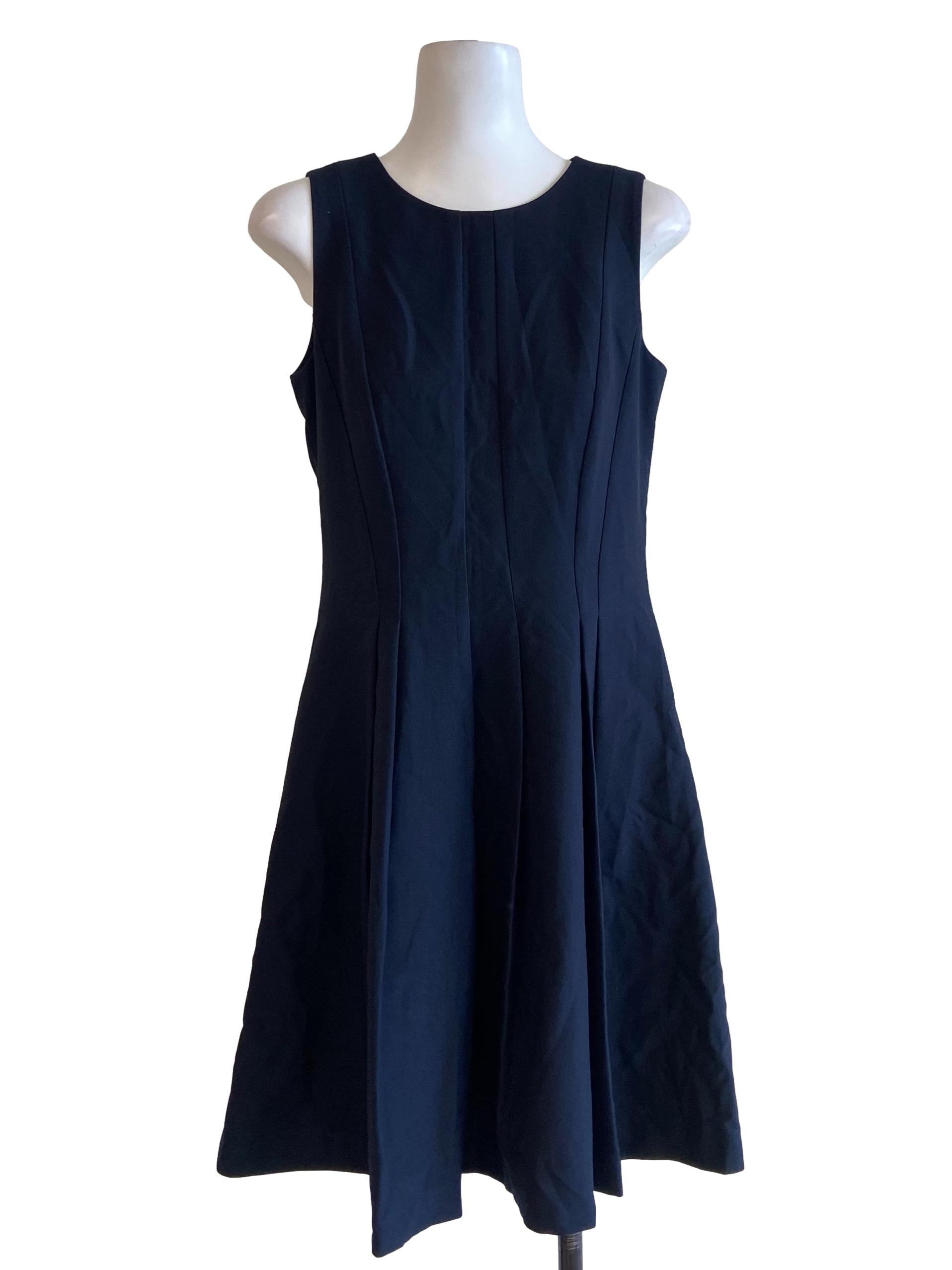 Denim Blue Sleeveless Pleated A-Line Dress
