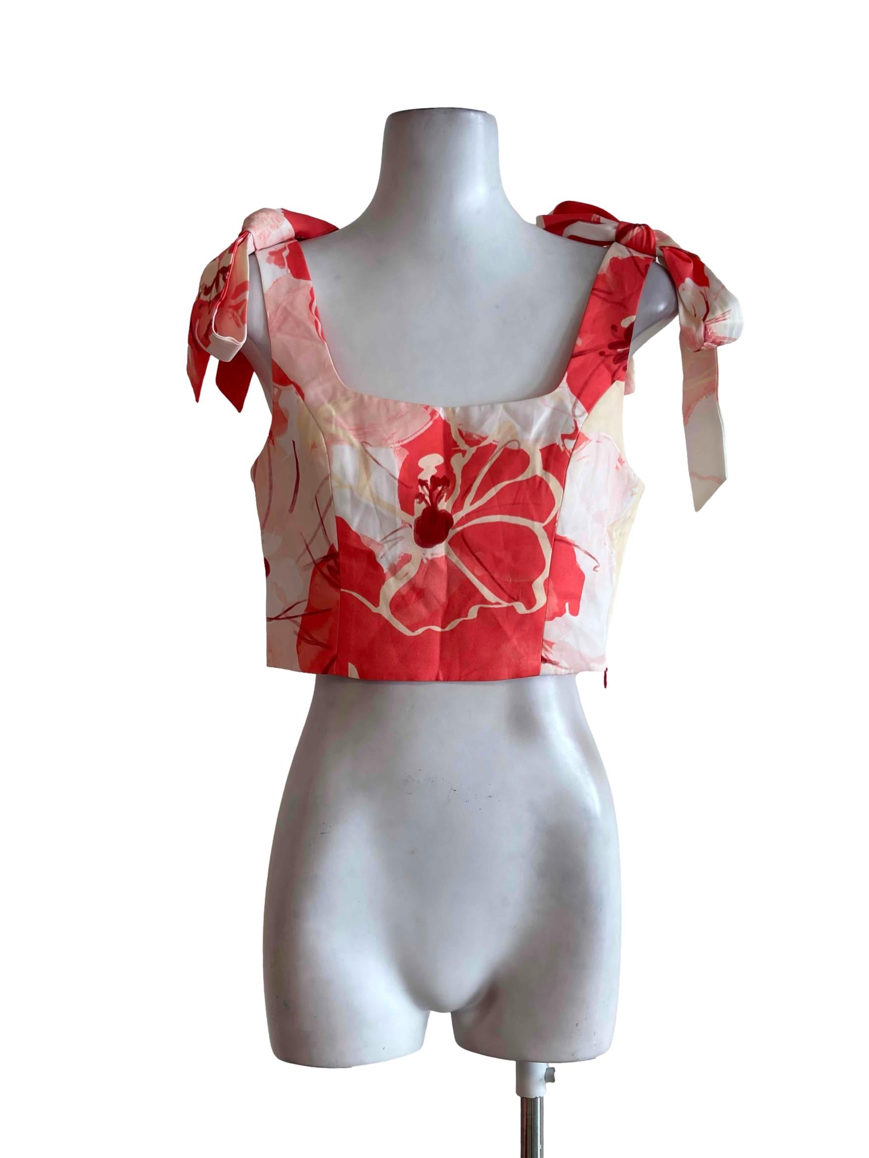 Strawberry Pink Print Cropped Top