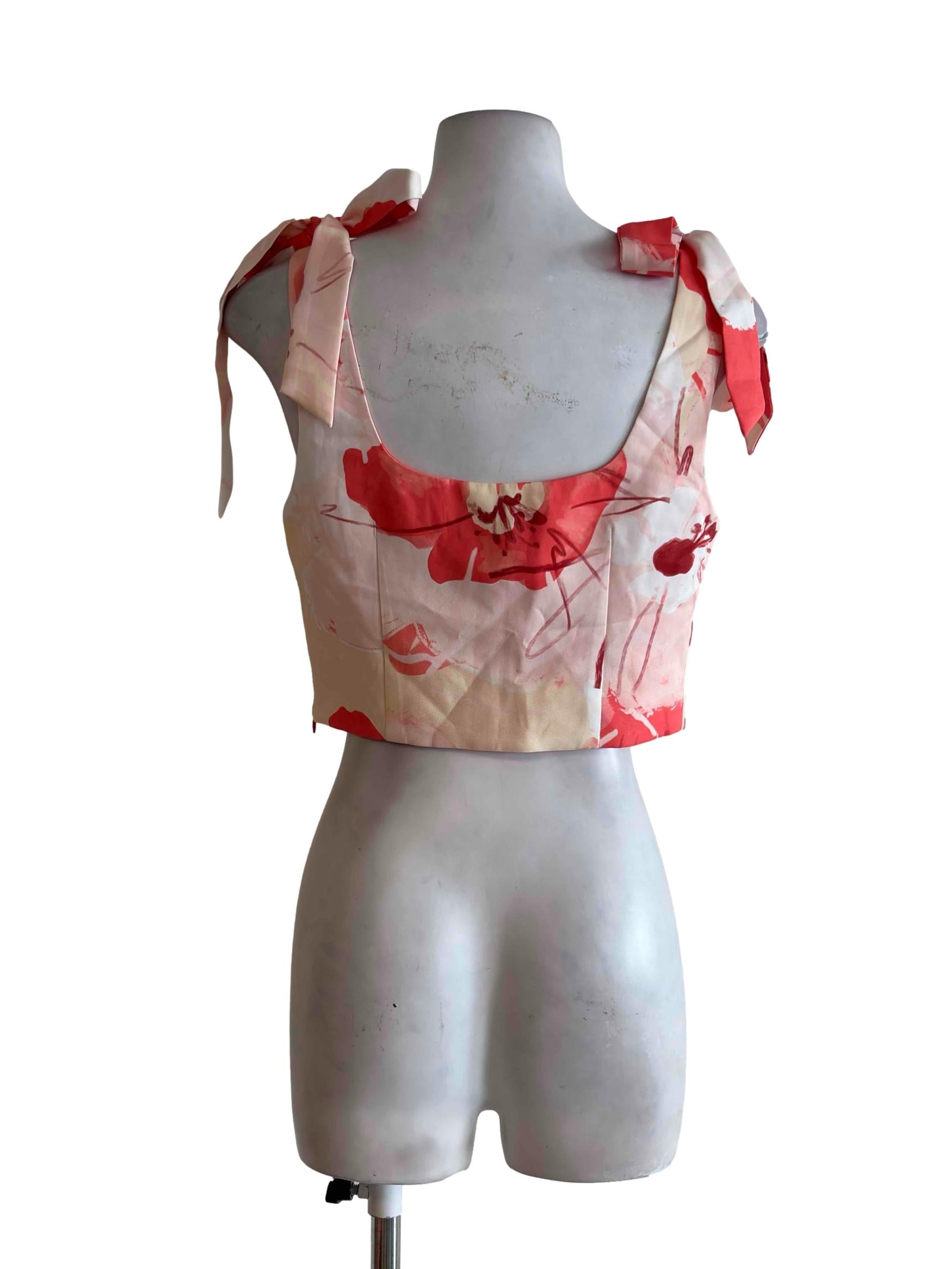 Strawberry Pink Print Cropped Top