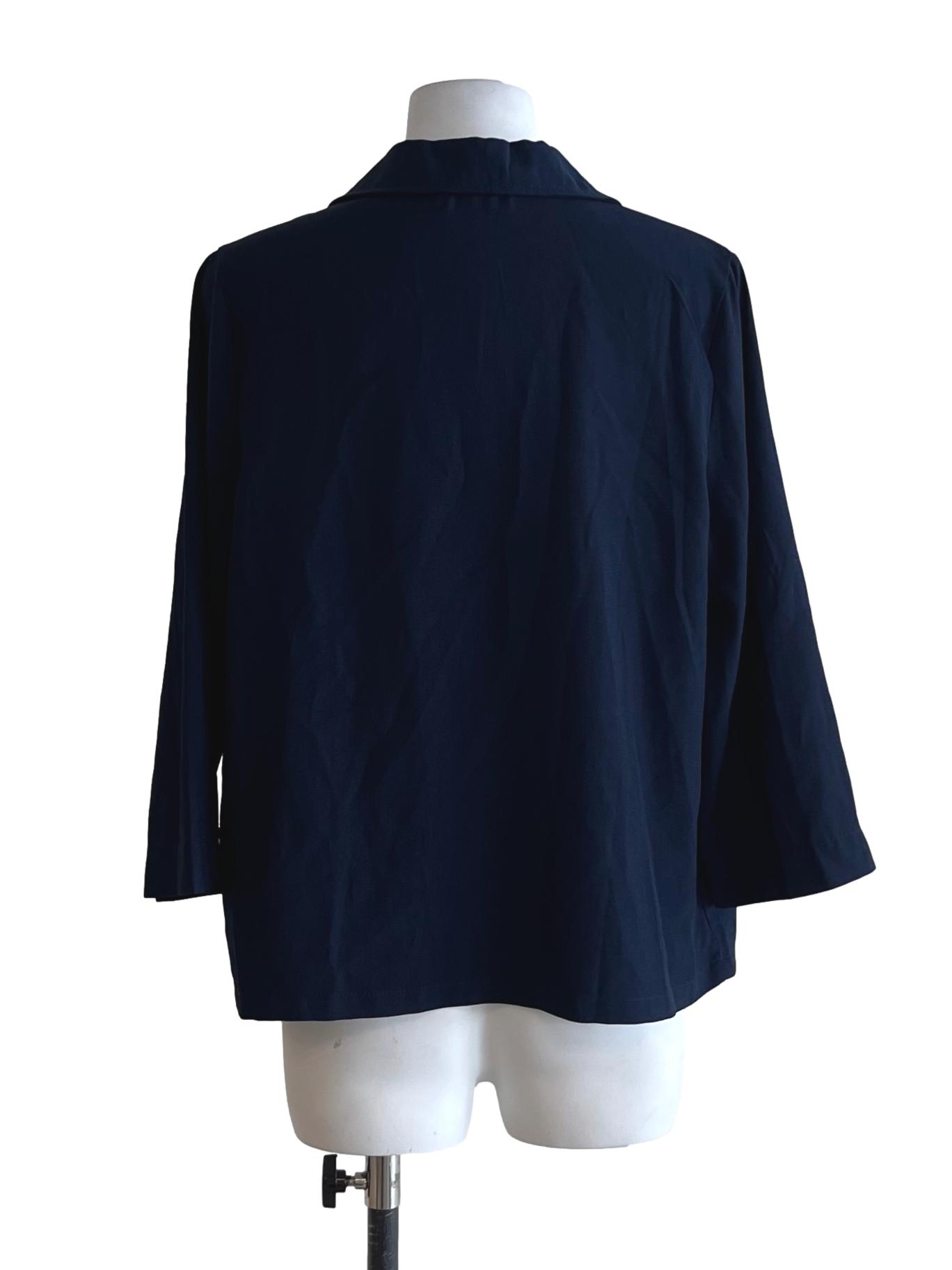 Navy Blue Notched Neckline Blouse