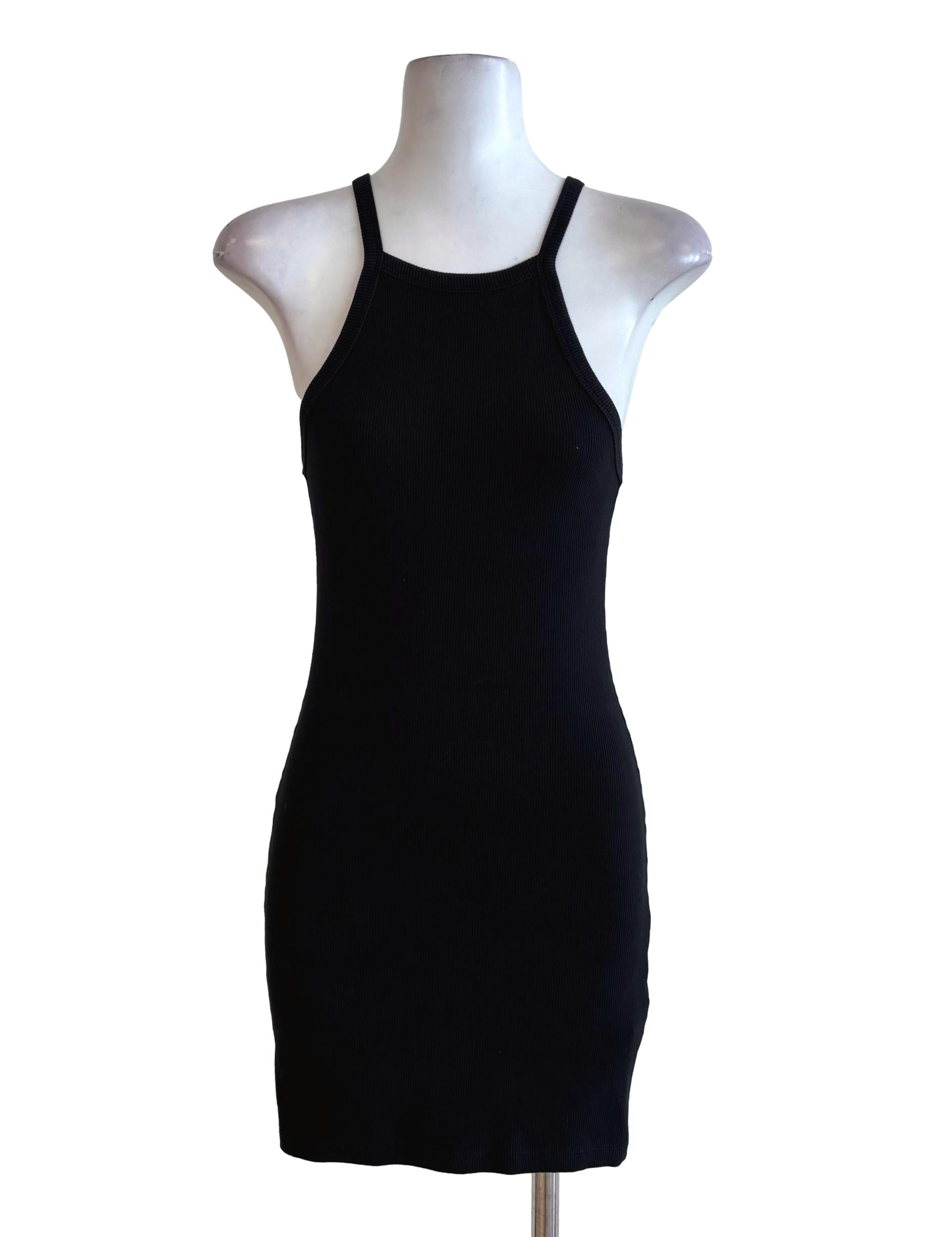 Black Sleeveless Ribbed Dress