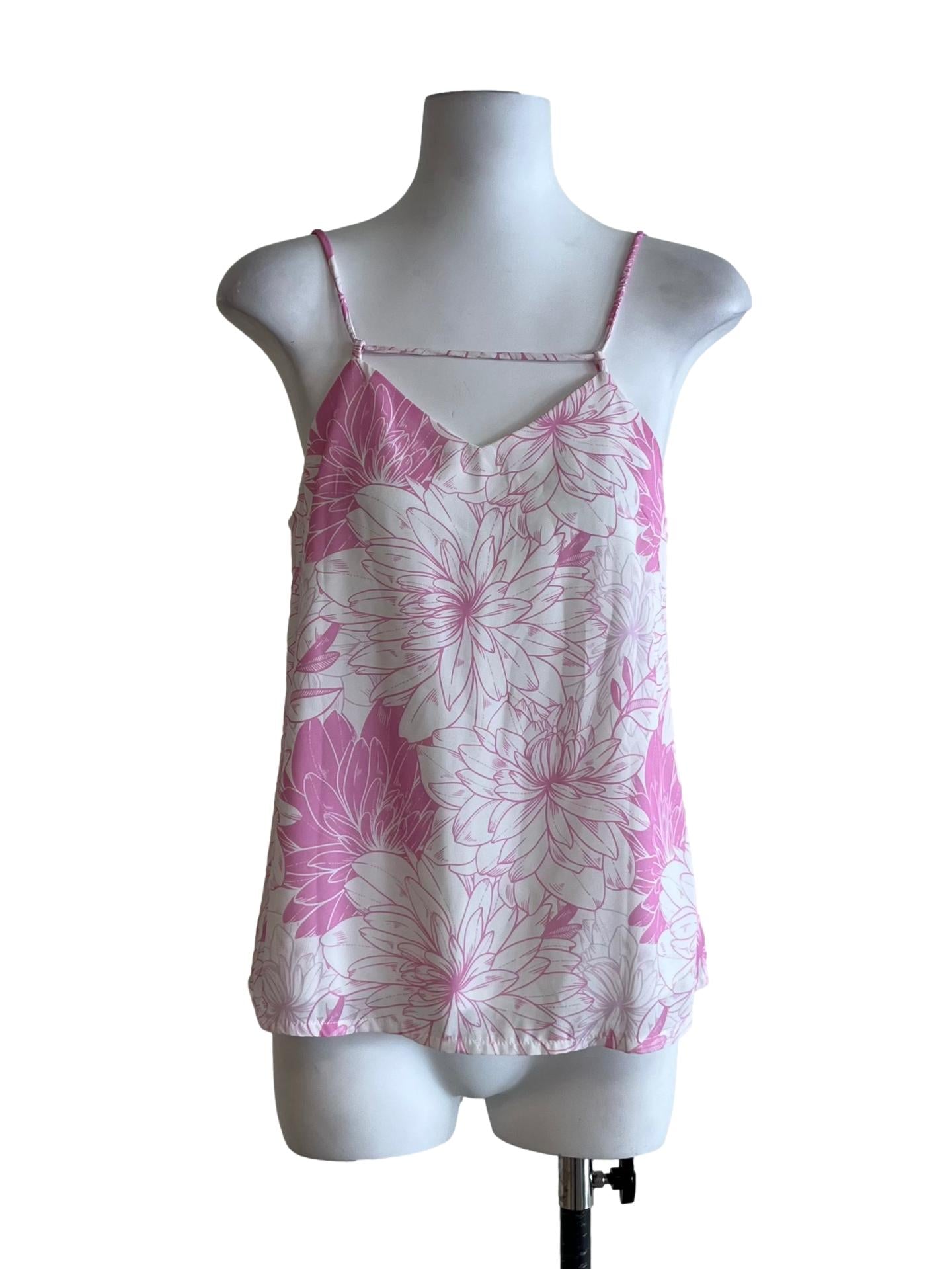 White Floral Sleeveless Top