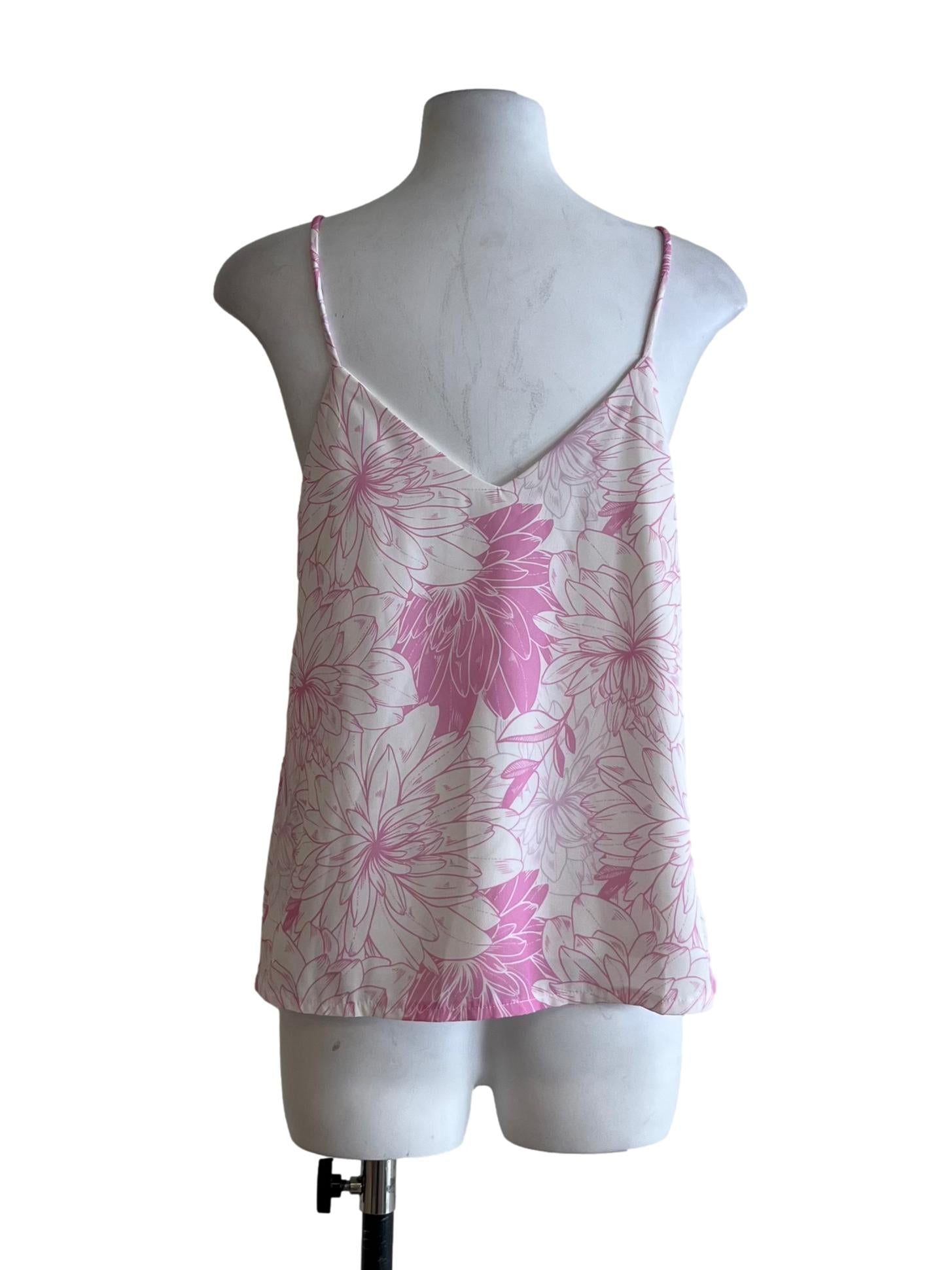White Floral Sleeveless Top