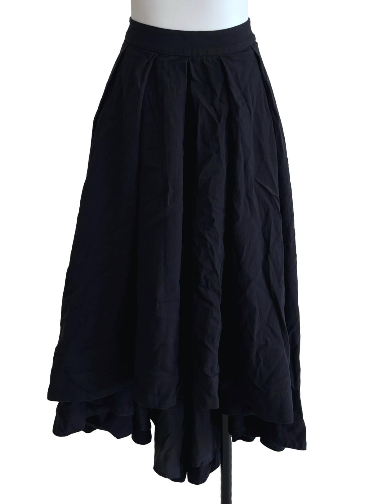 Jet Black High Low Flare Skirt