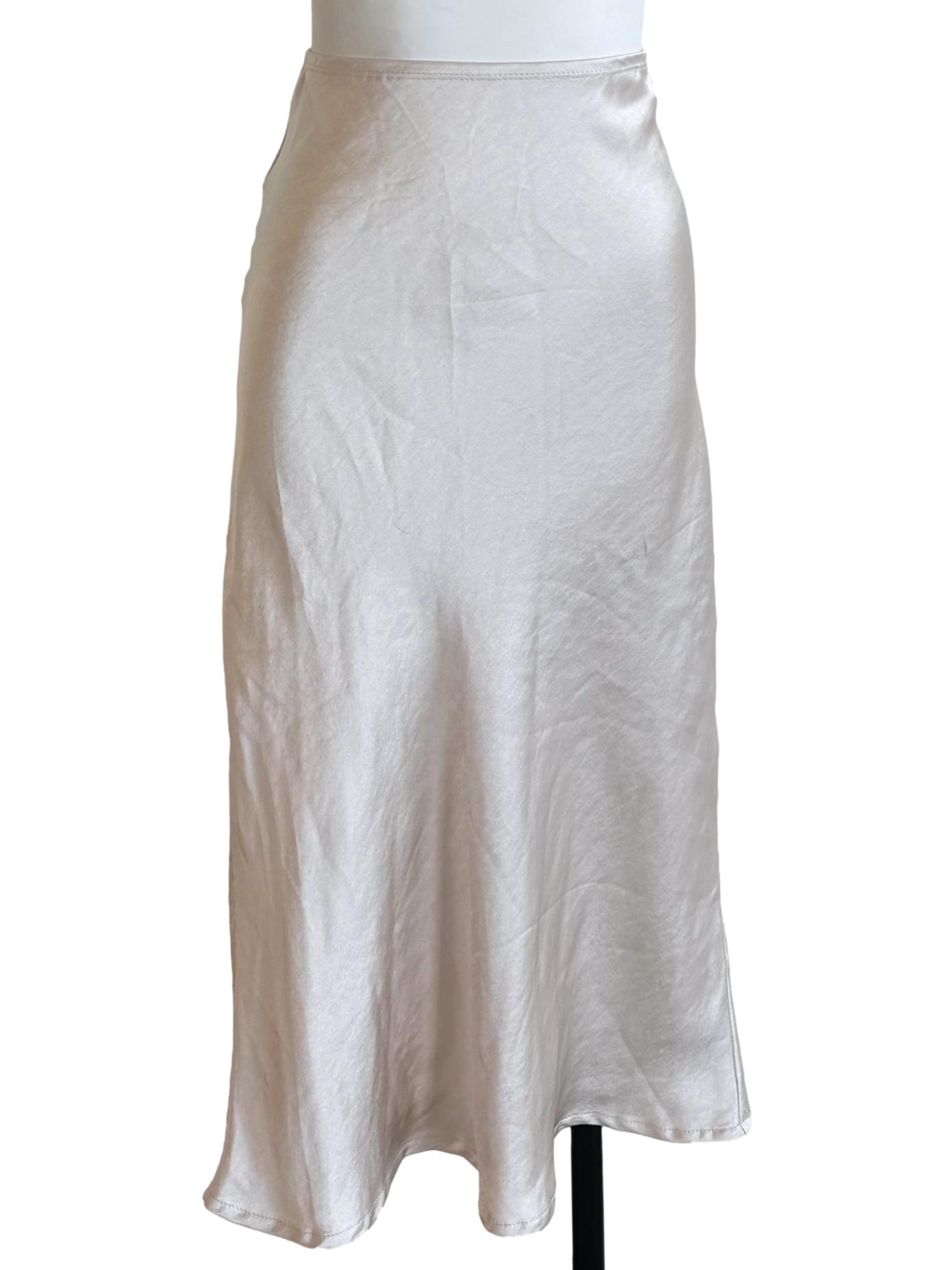 Pearl White Satin Skirt