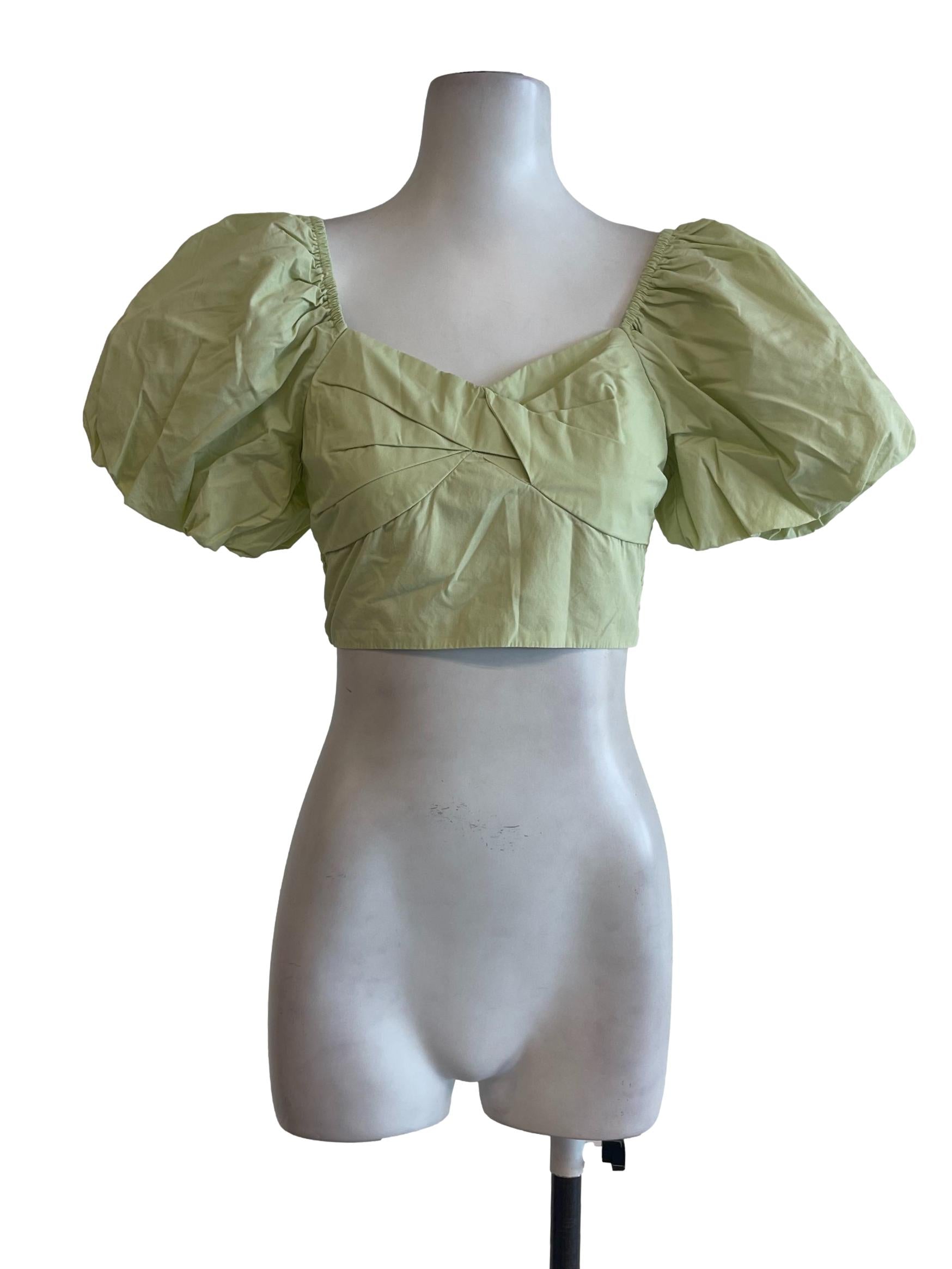 Apple Green Puffed Crop Top TCL