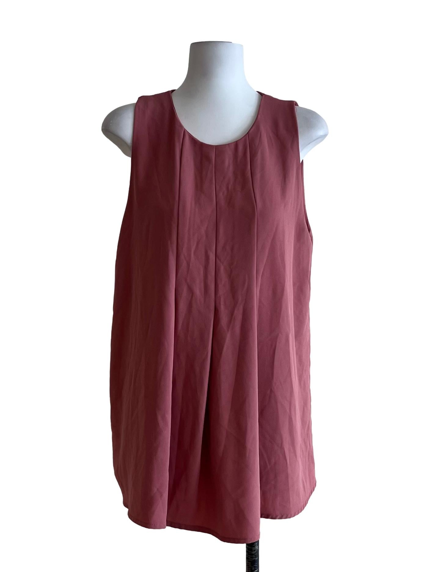 Blush Red Jewel Neckline Sleeveless Top
