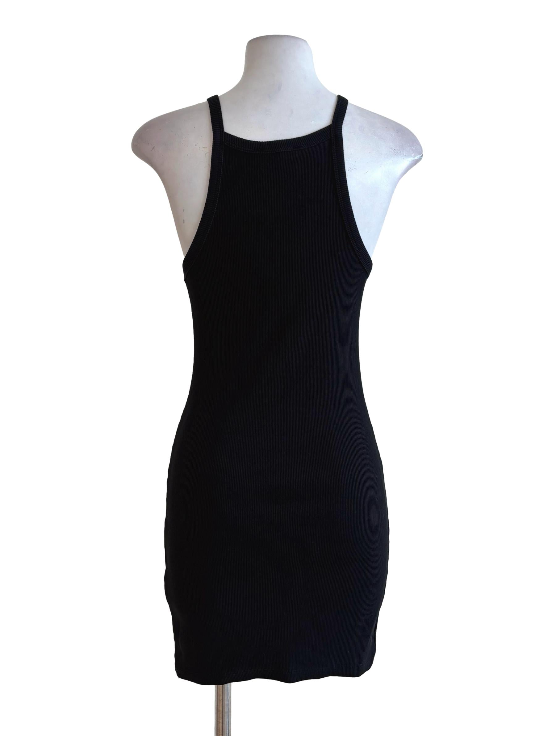 Black Sleeveless Ribbed Dress