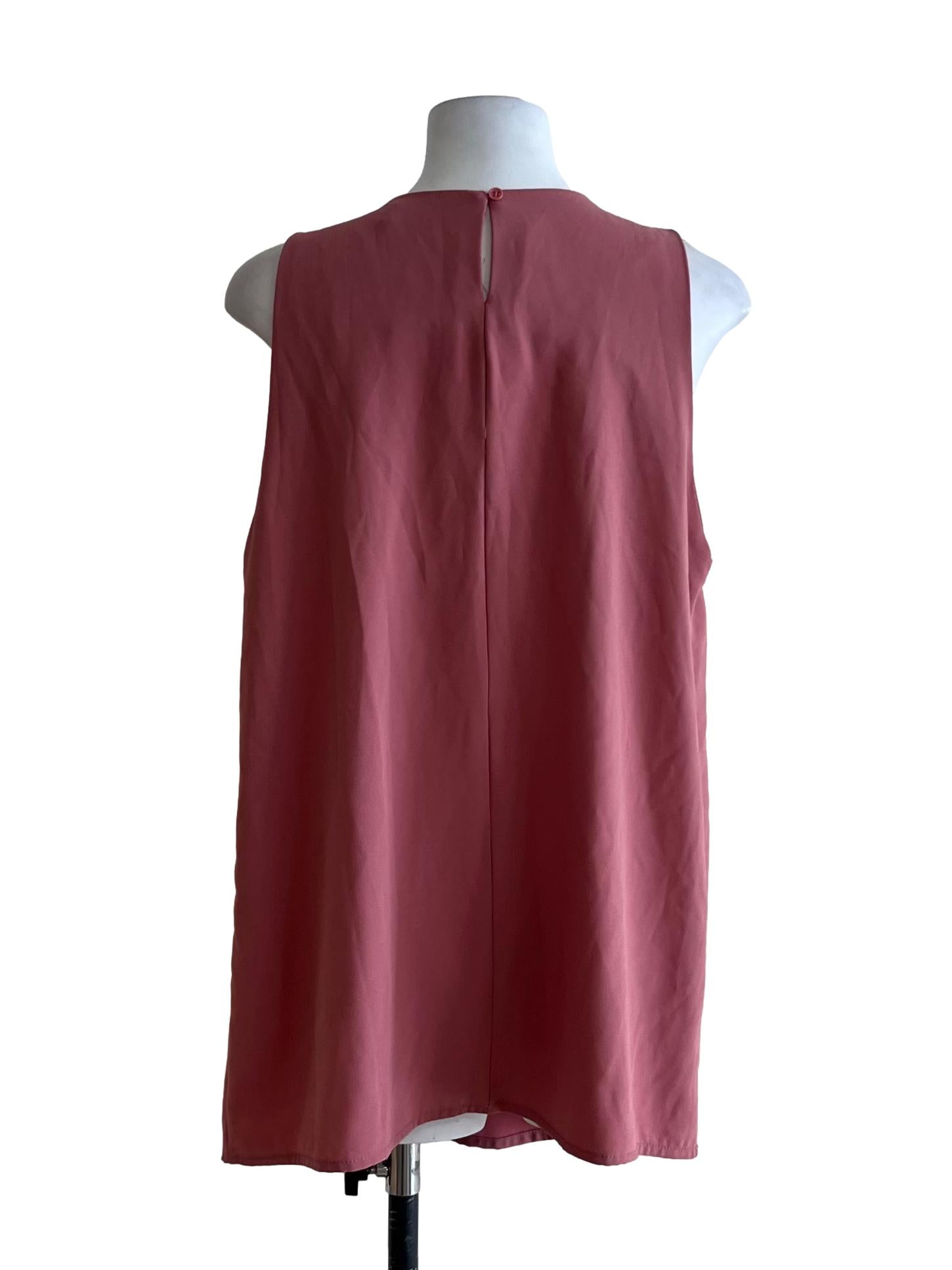 Blush Red Jewel Neckline Sleeveless Top