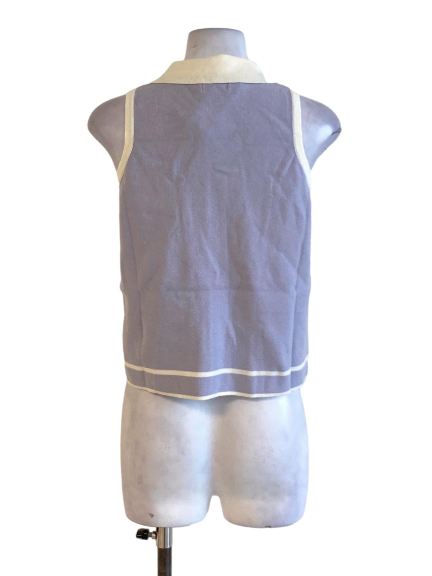 Pastel Purple Buttoned Down Knitted Sleeveless Top TCL