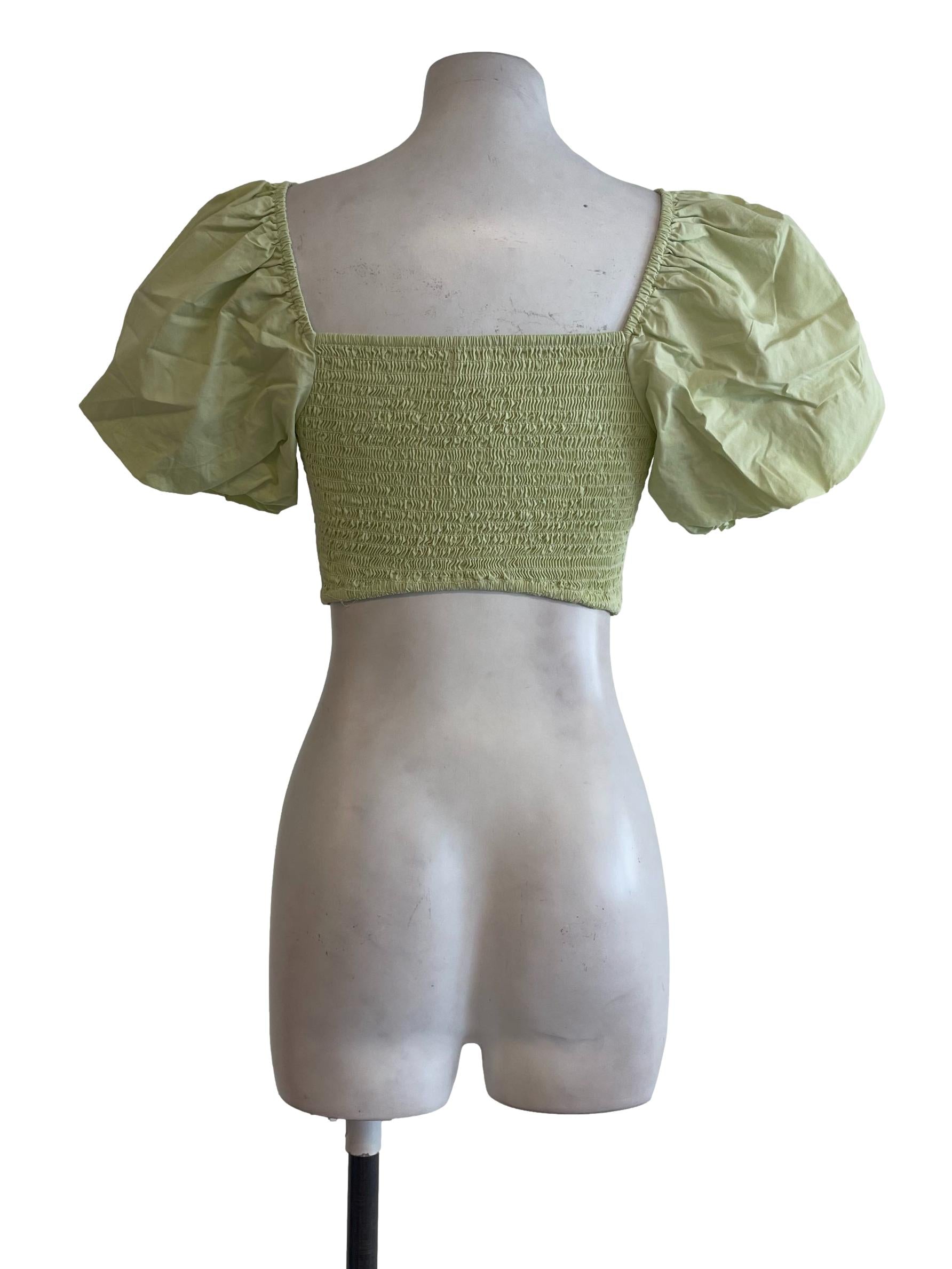 Apple Green Puffed Crop Top TCL