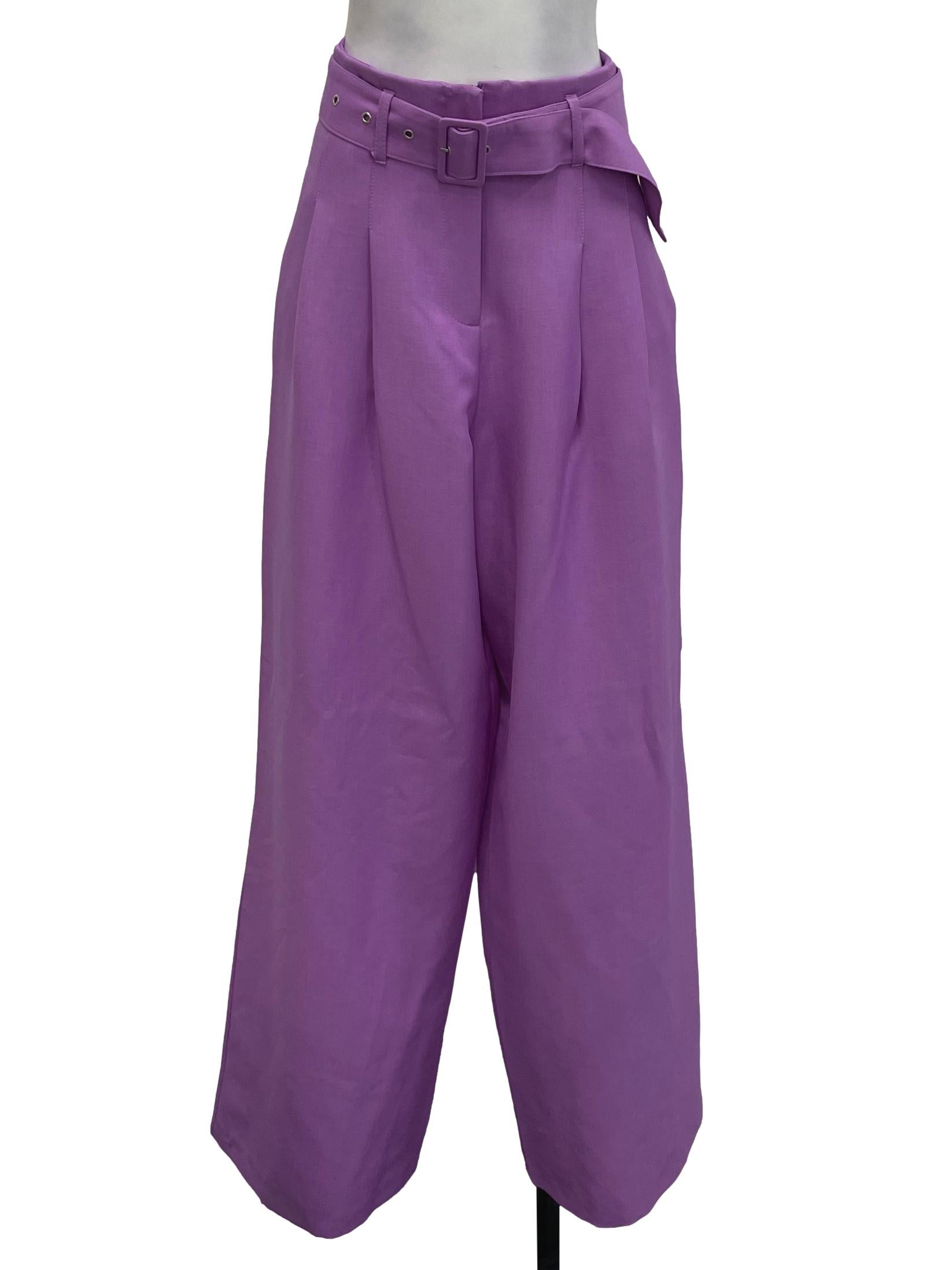 Asos Purple Belted Wide Leg Pants