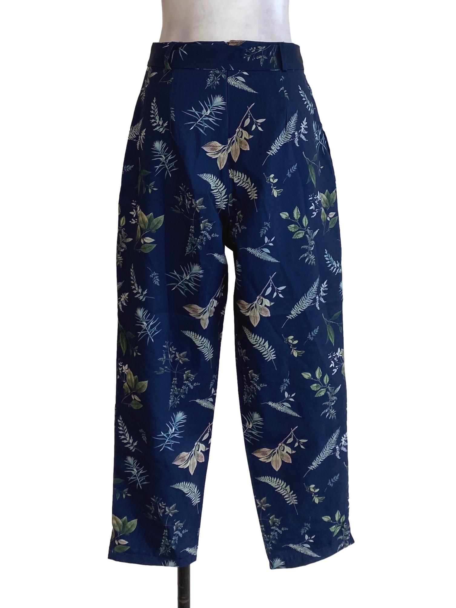 Navy Blue Floral Pants
