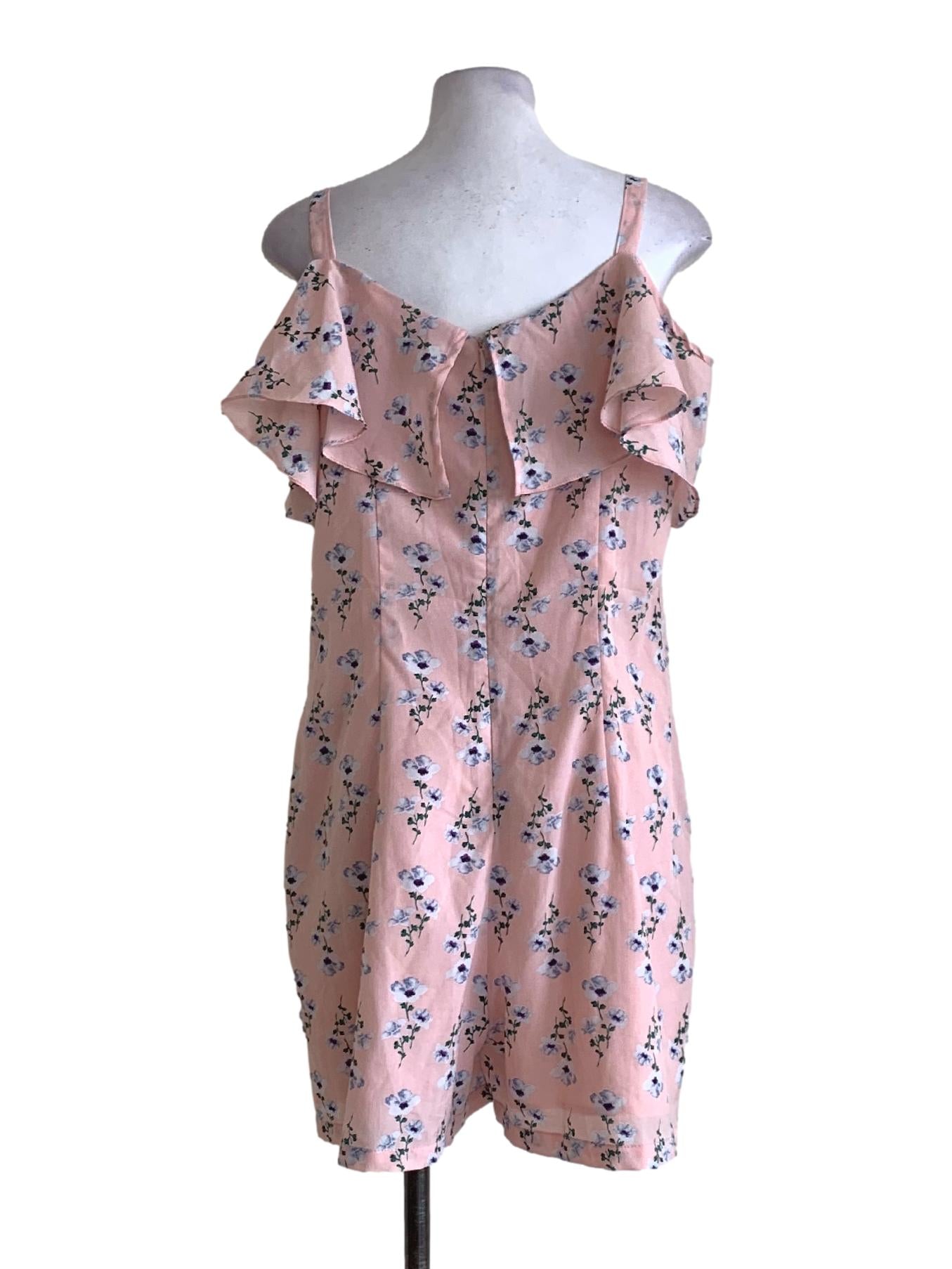 Lemonade Pink Floral Pattern Sleeveless Rompers
