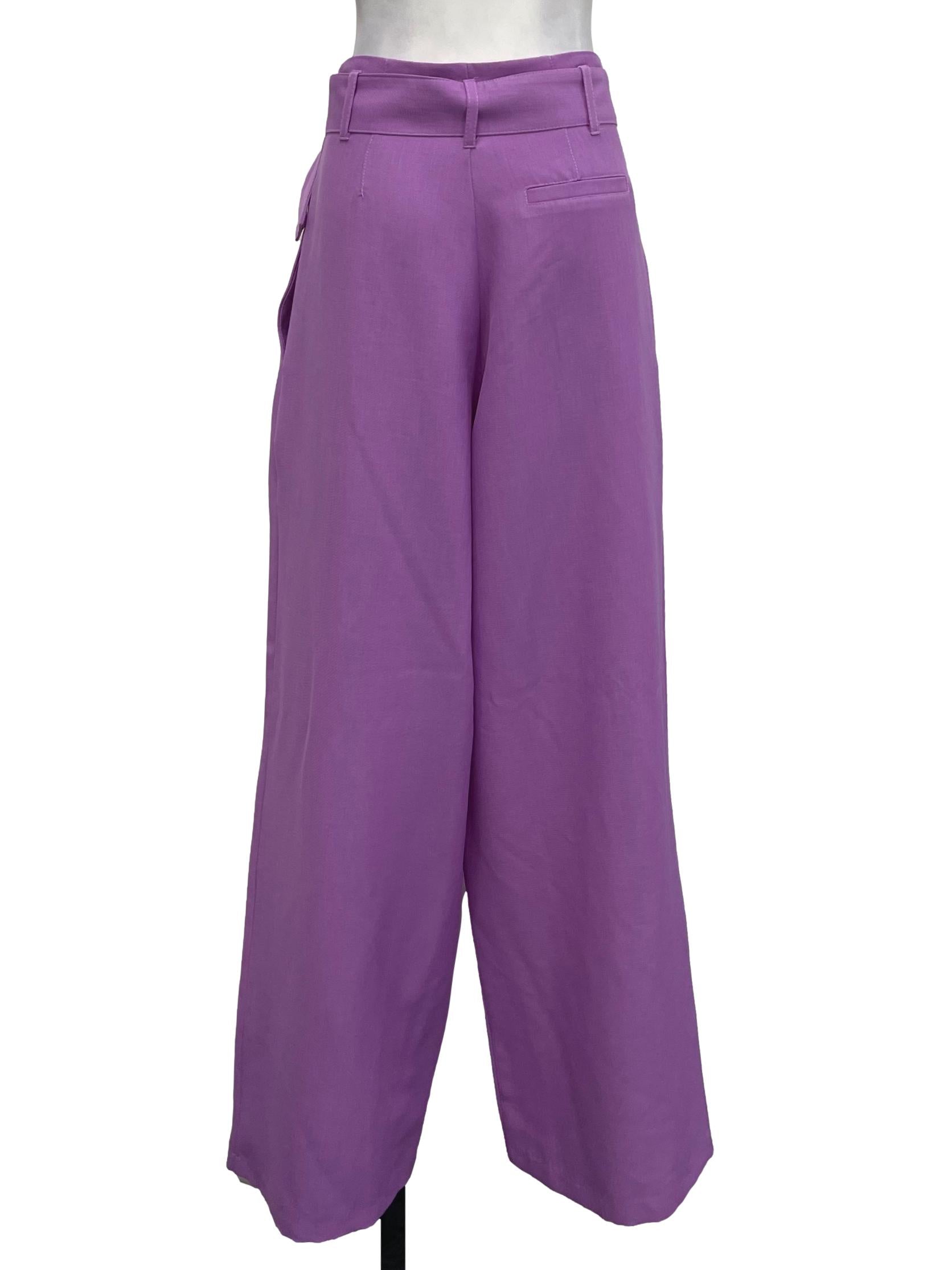 Asos Purple Belted Wide Leg Pants