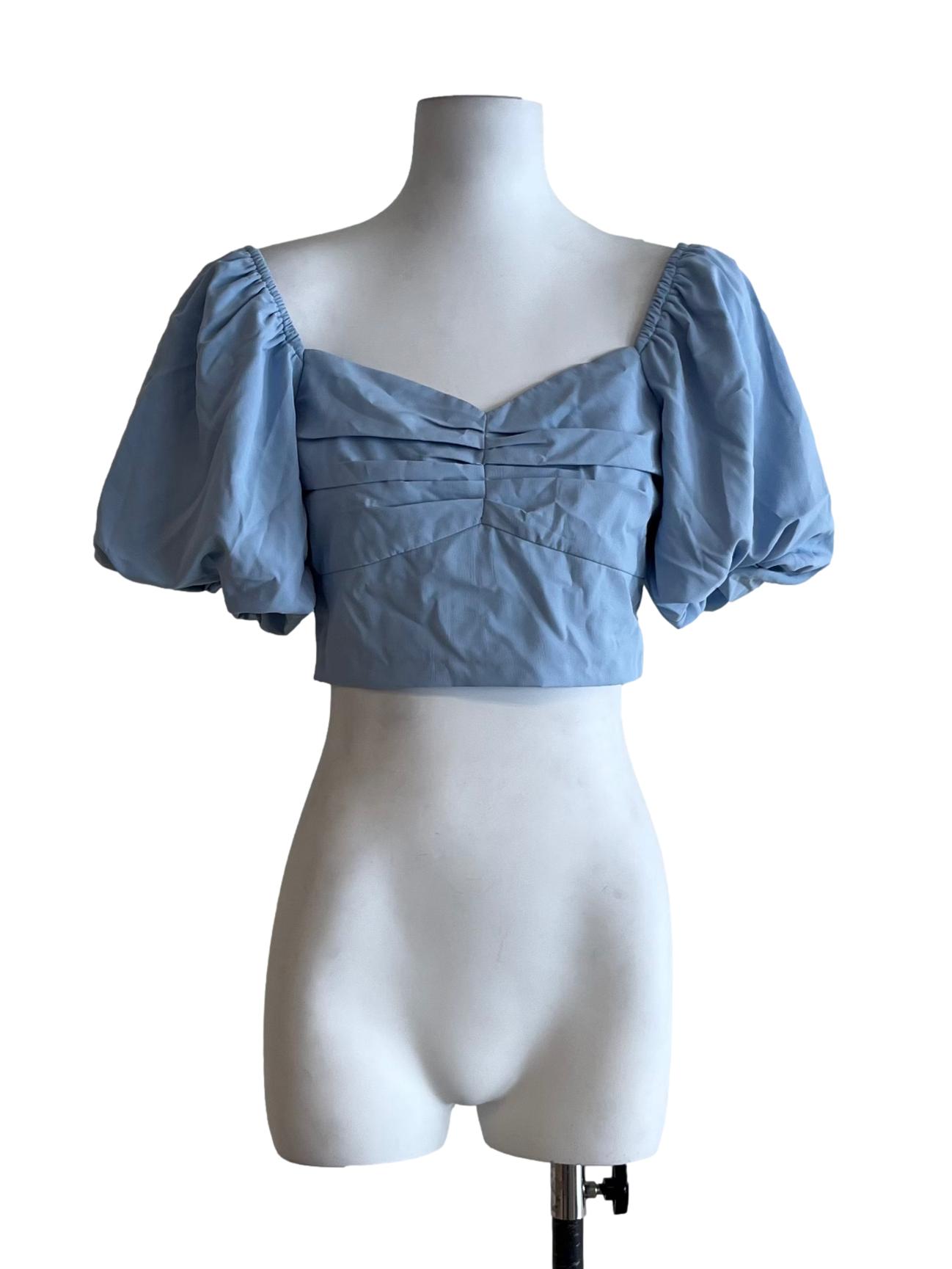 Sky Blue Square Neckline Blouse