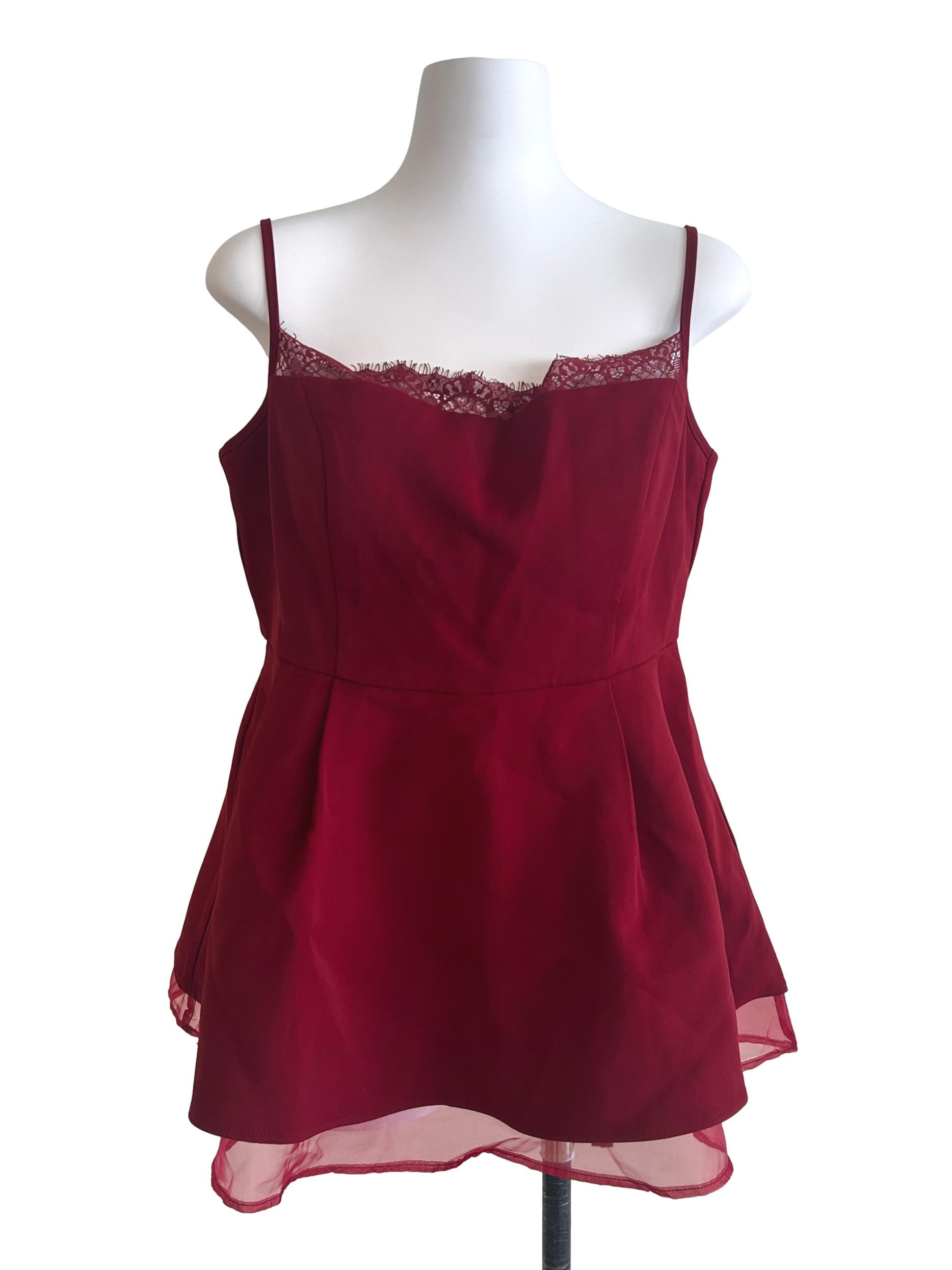 Red Sleeveless Peplum Top