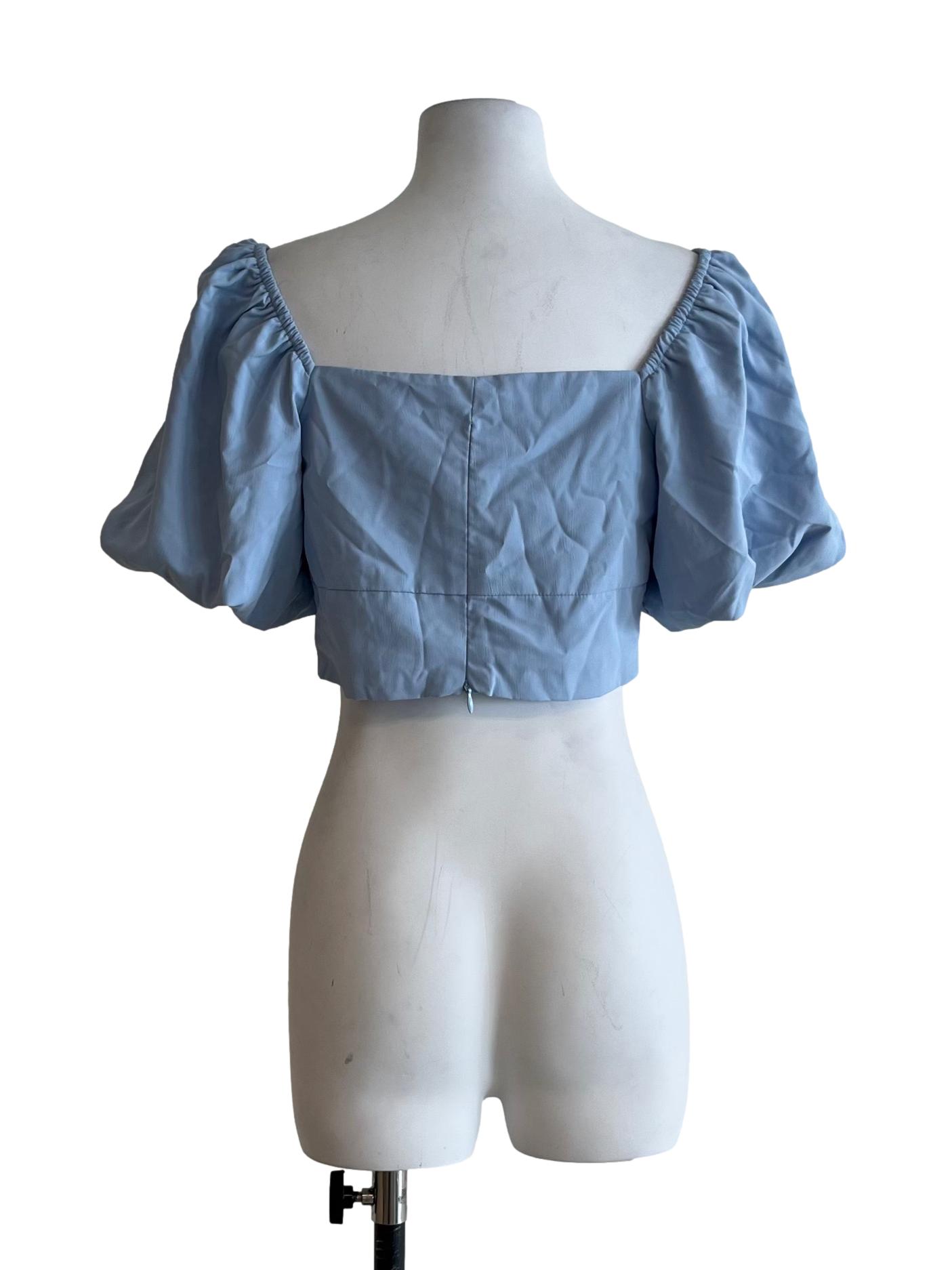Sky Blue Square Neckline Blouse