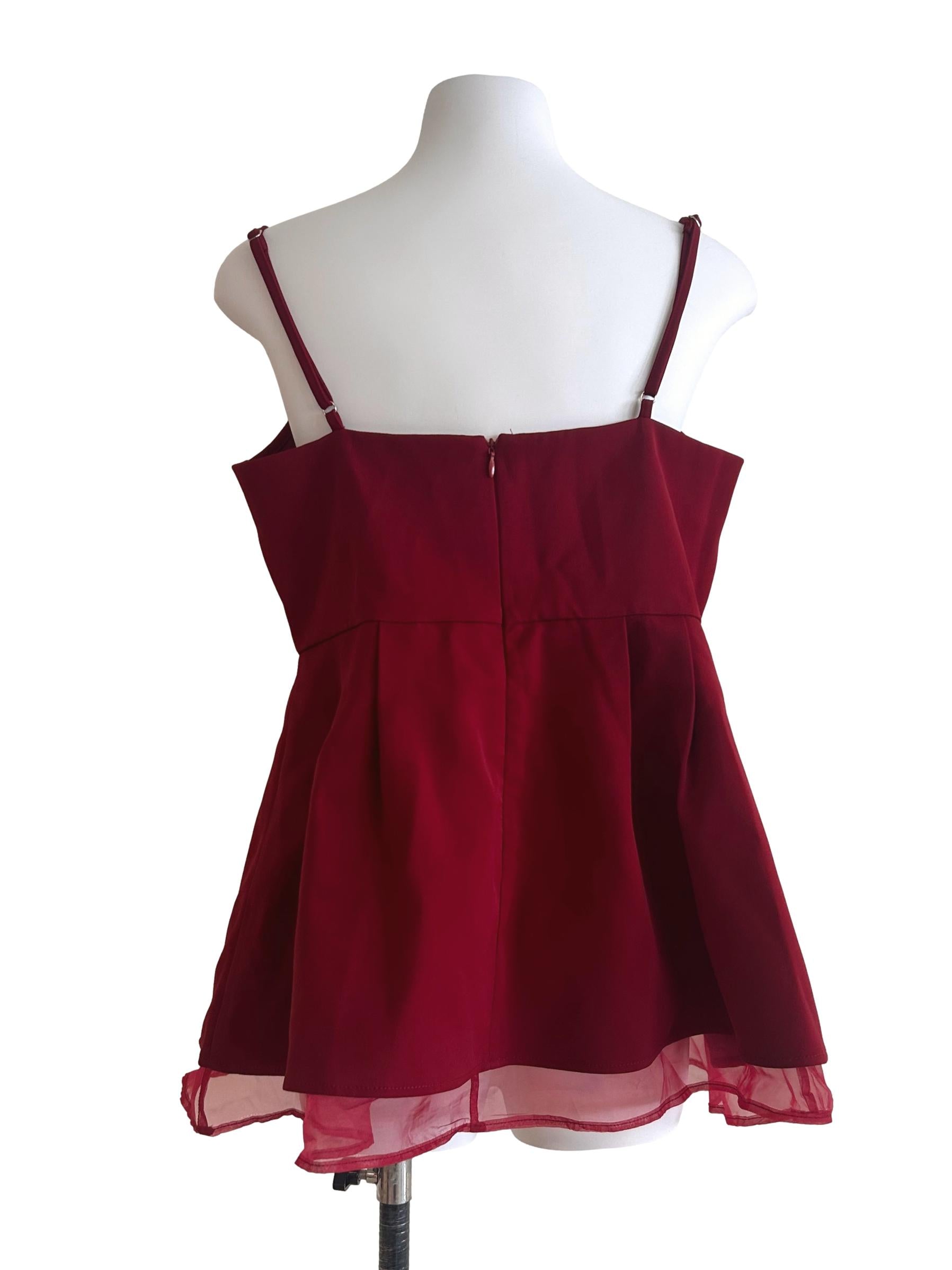 Red Sleeveless Peplum Top