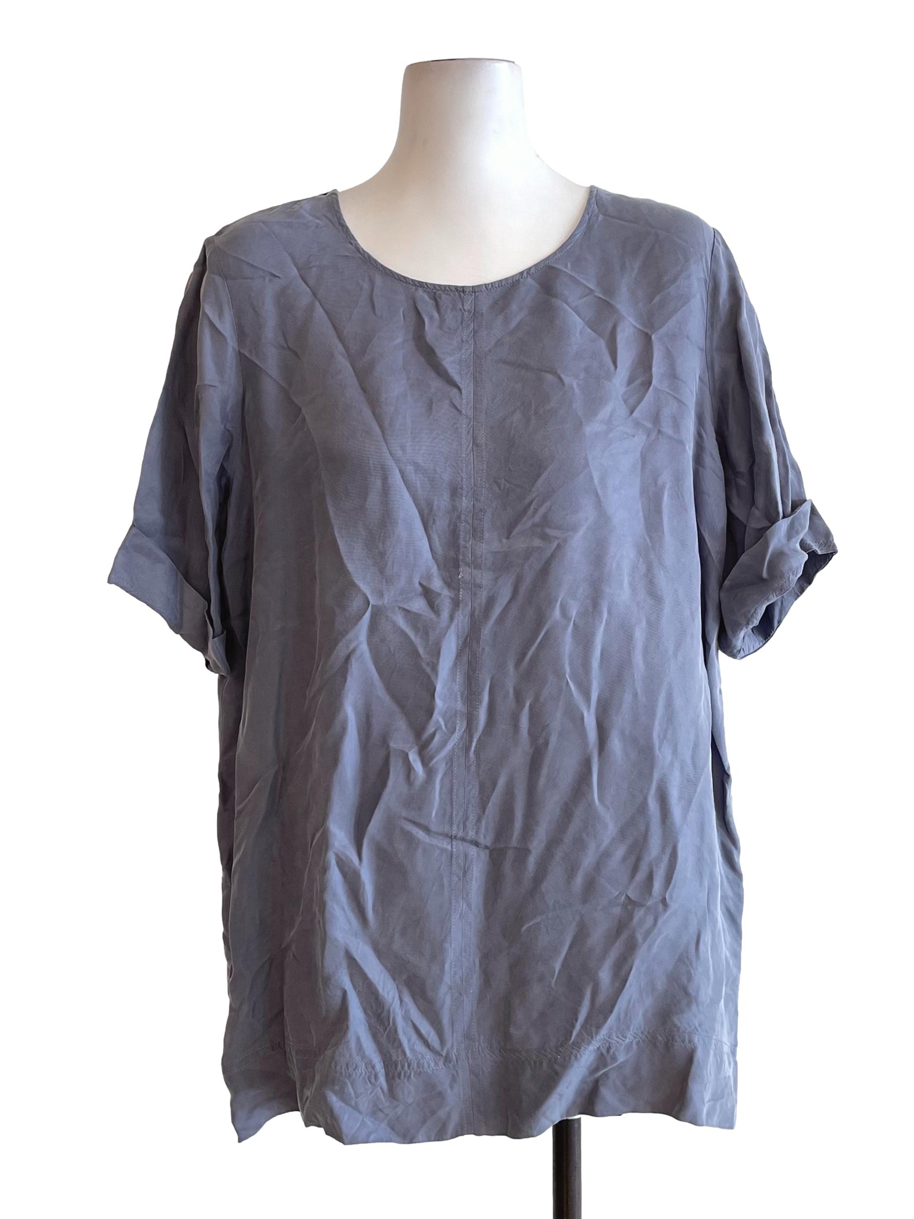 Stone Blue Cuffed Sleeves Top