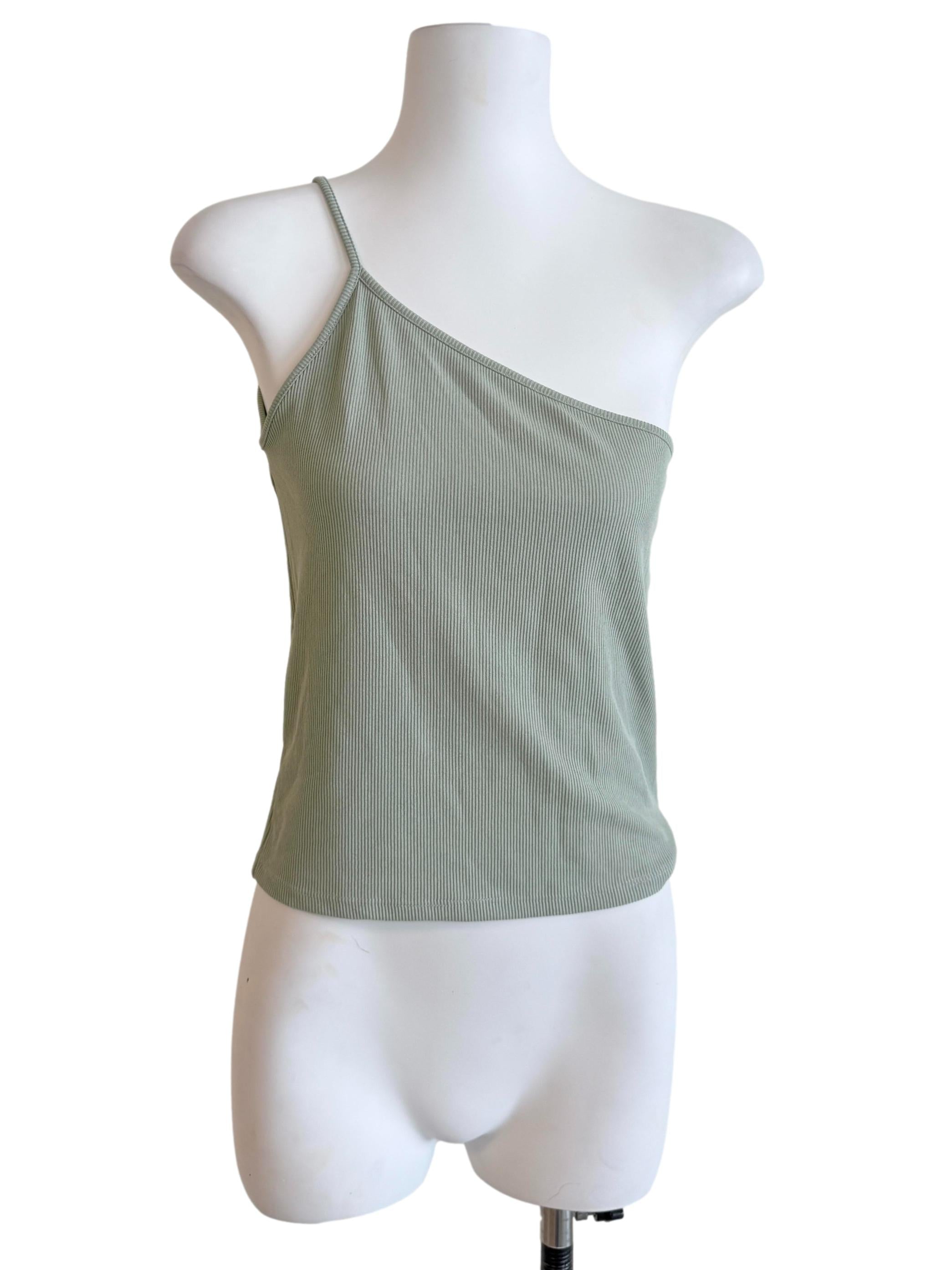 Pistachio Green Asymmetric Neck Top