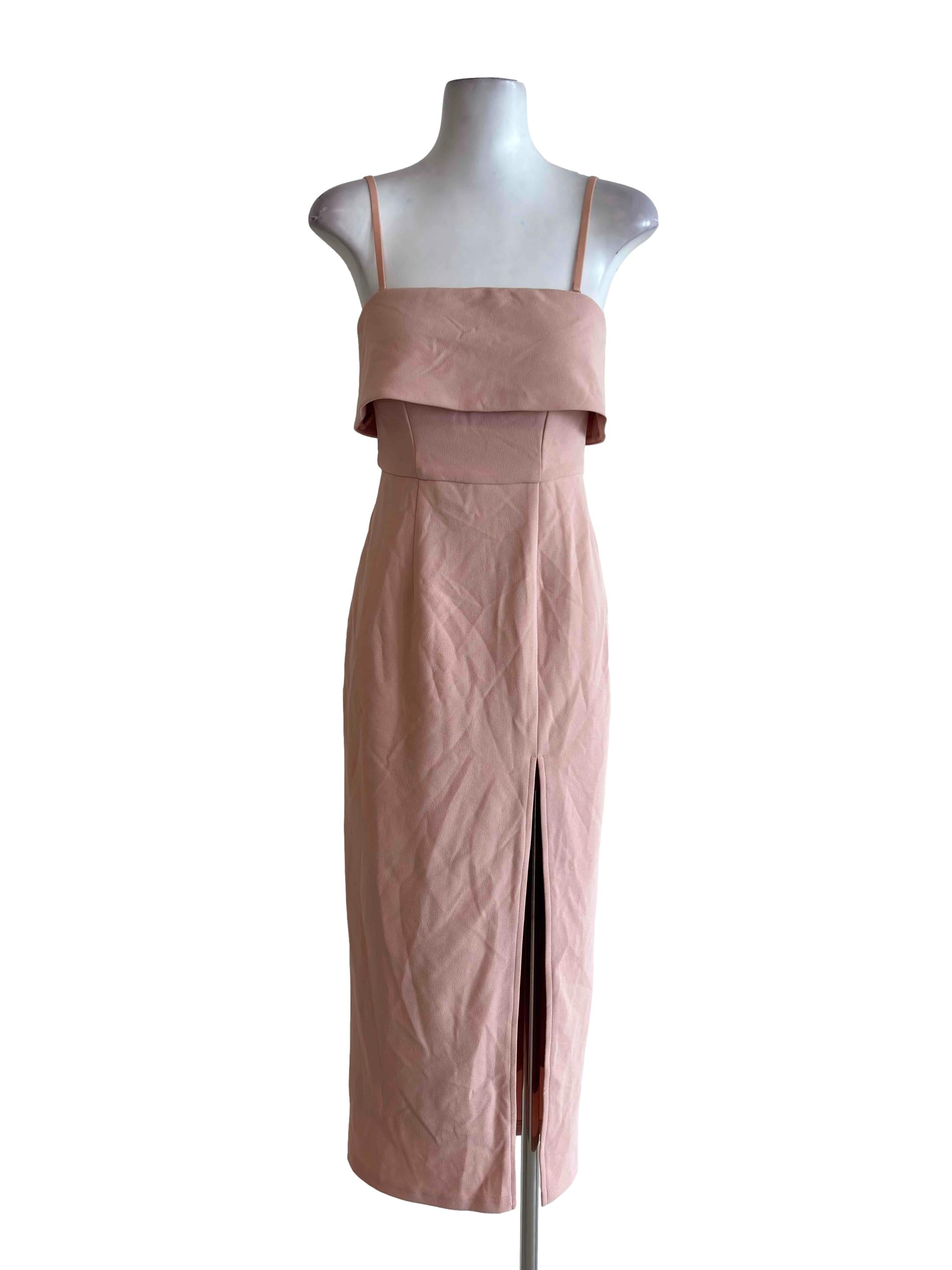 Peach Pink Padded Slit Dress