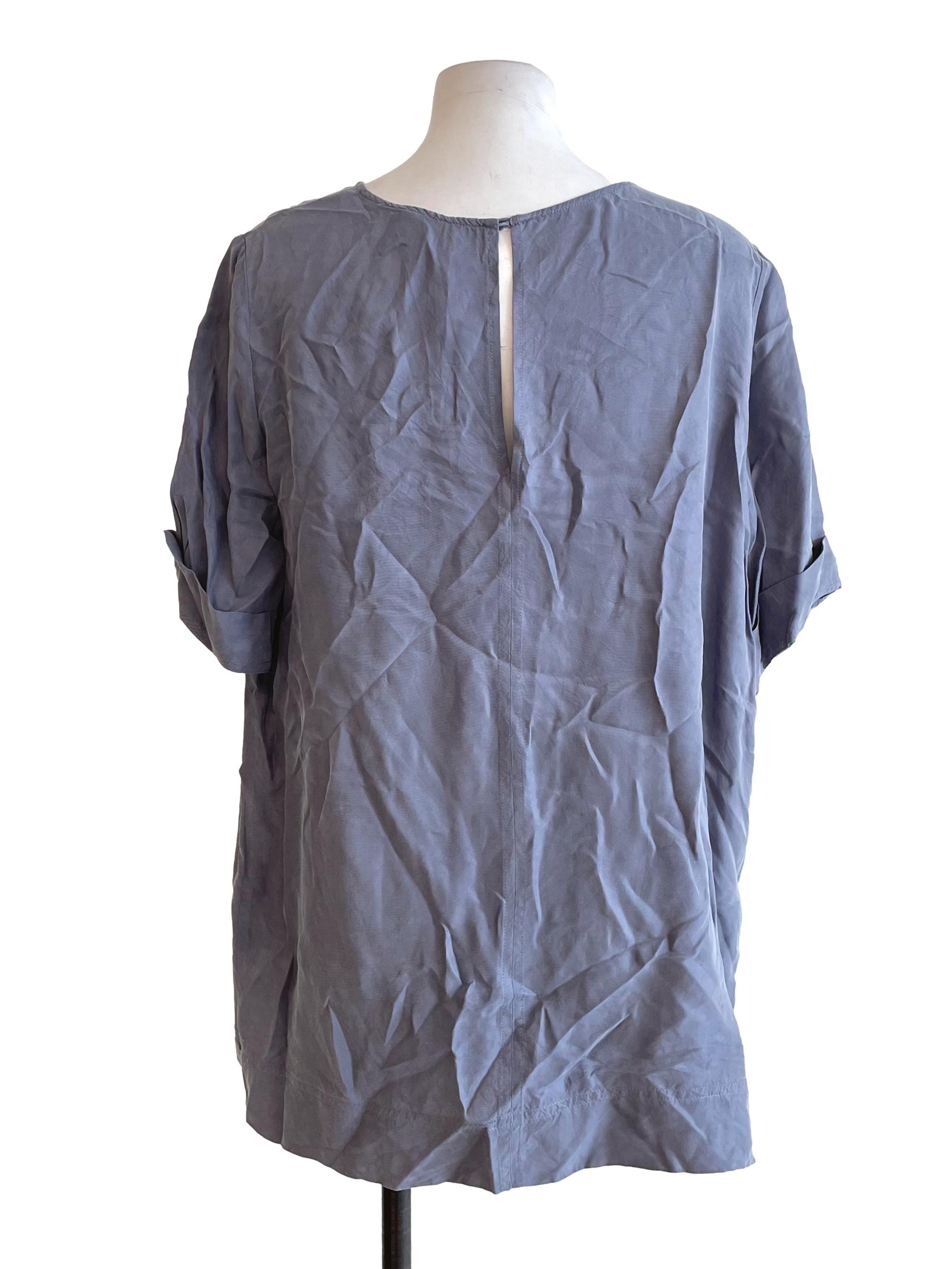 Stone Blue Cuffed Sleeves Top