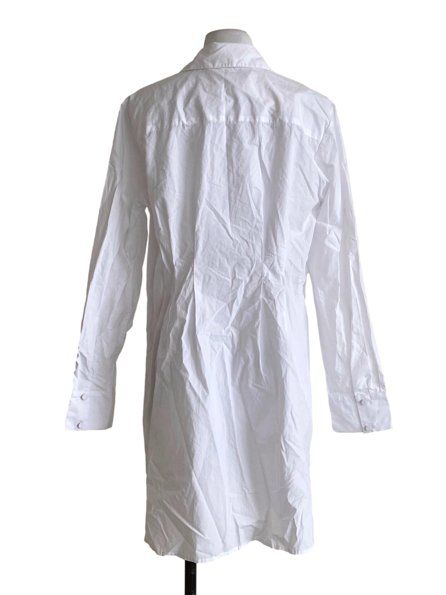 Porcelain White Collar Poplin Tuck Button Down Long Shirt