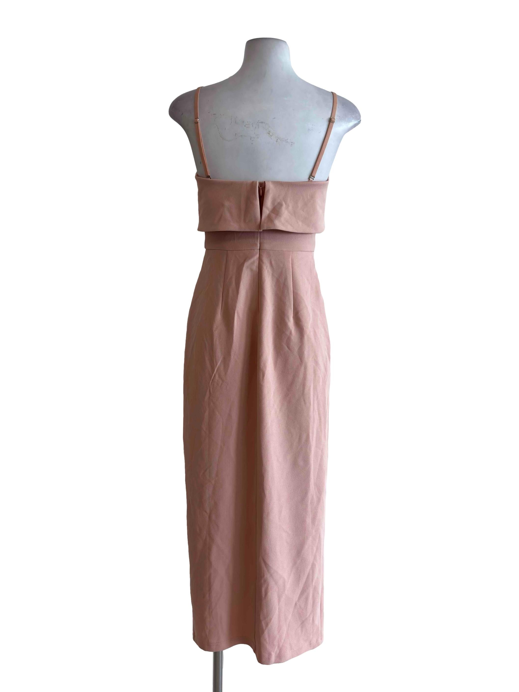 Peach Pink Padded Slit Dress