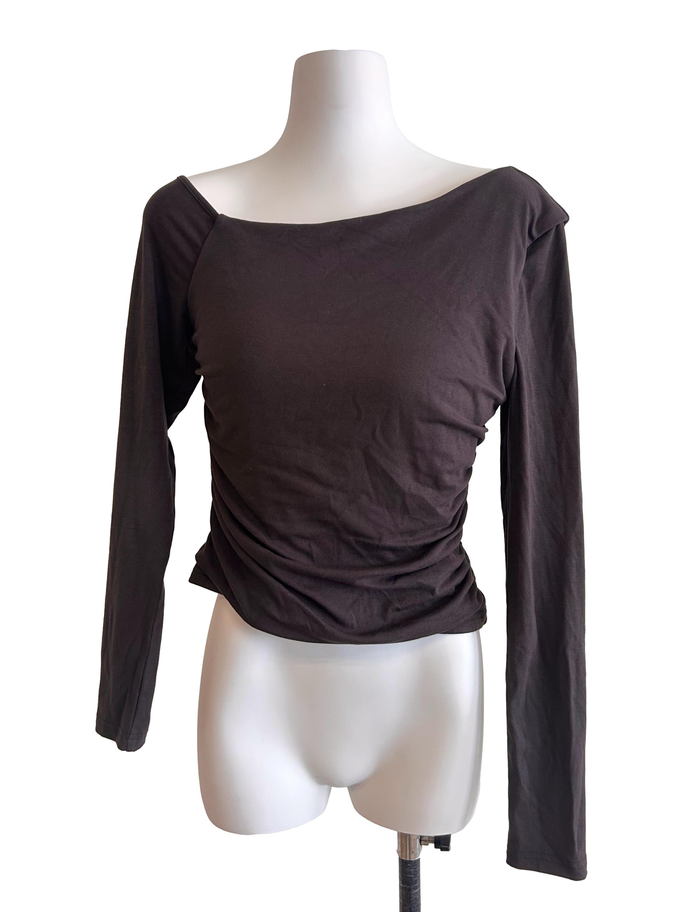 Grey Ruched Long Sleeve Top