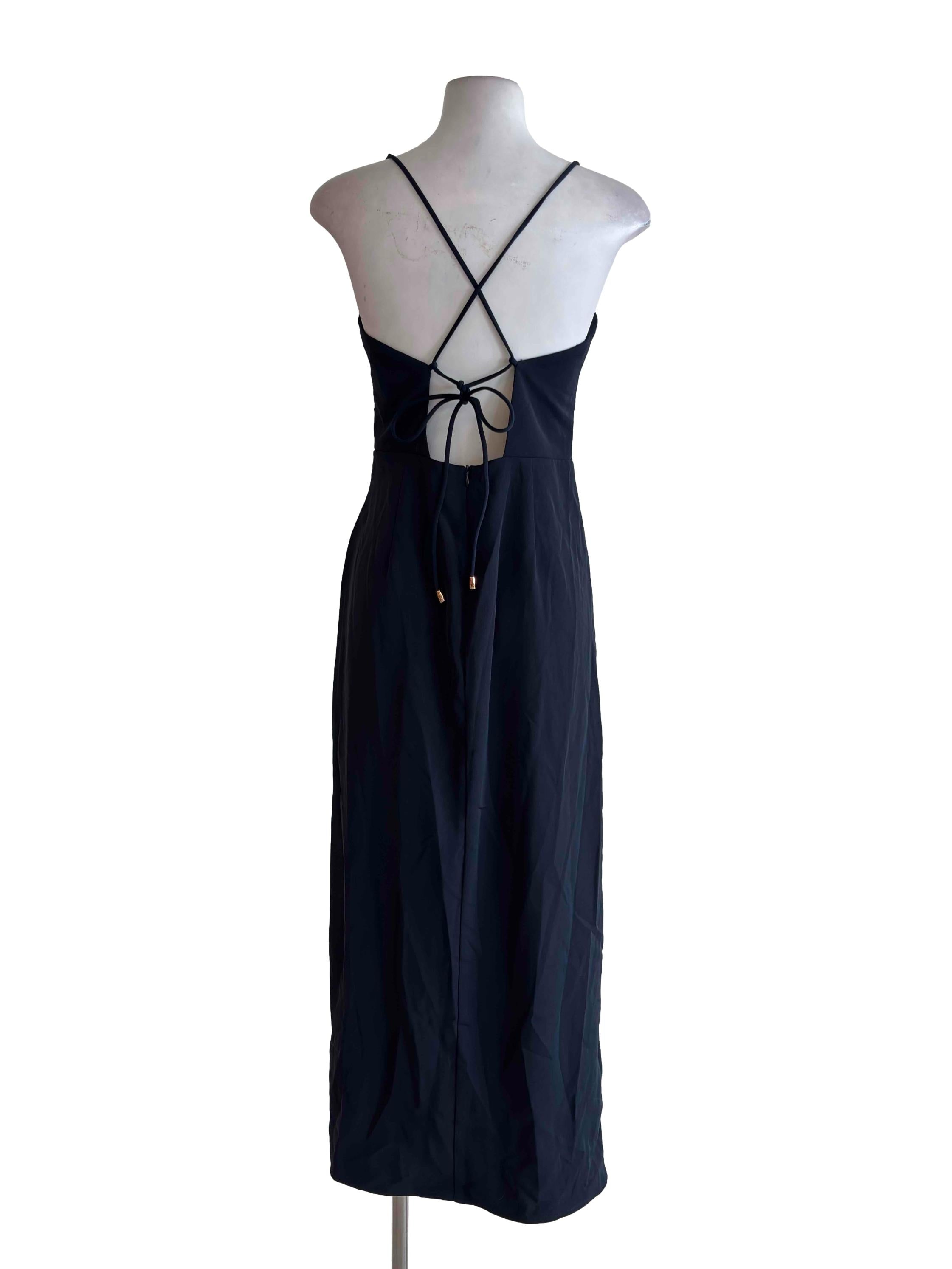 Dark Blue Pleated Slit Dress