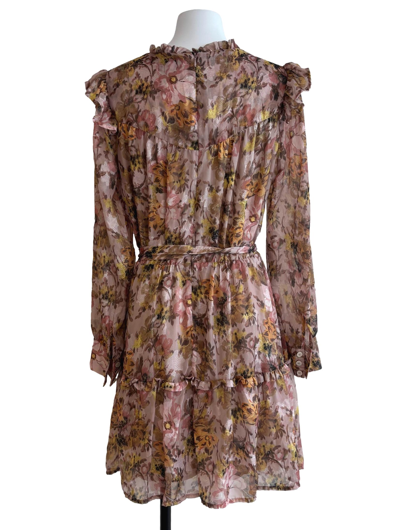 Sepia Brown Tier Floral Dress
