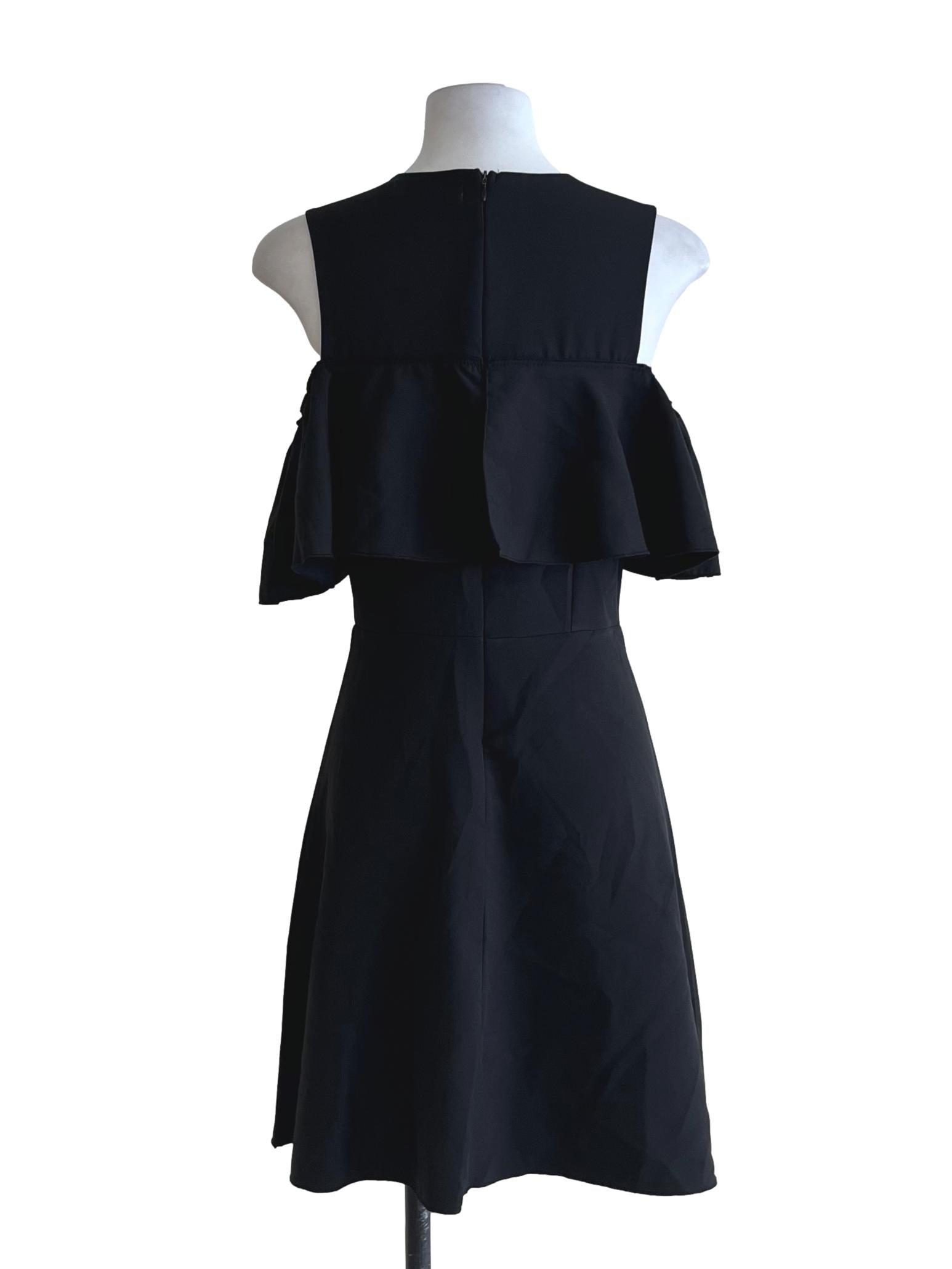 Black Jewel Neckline A-Line Dress