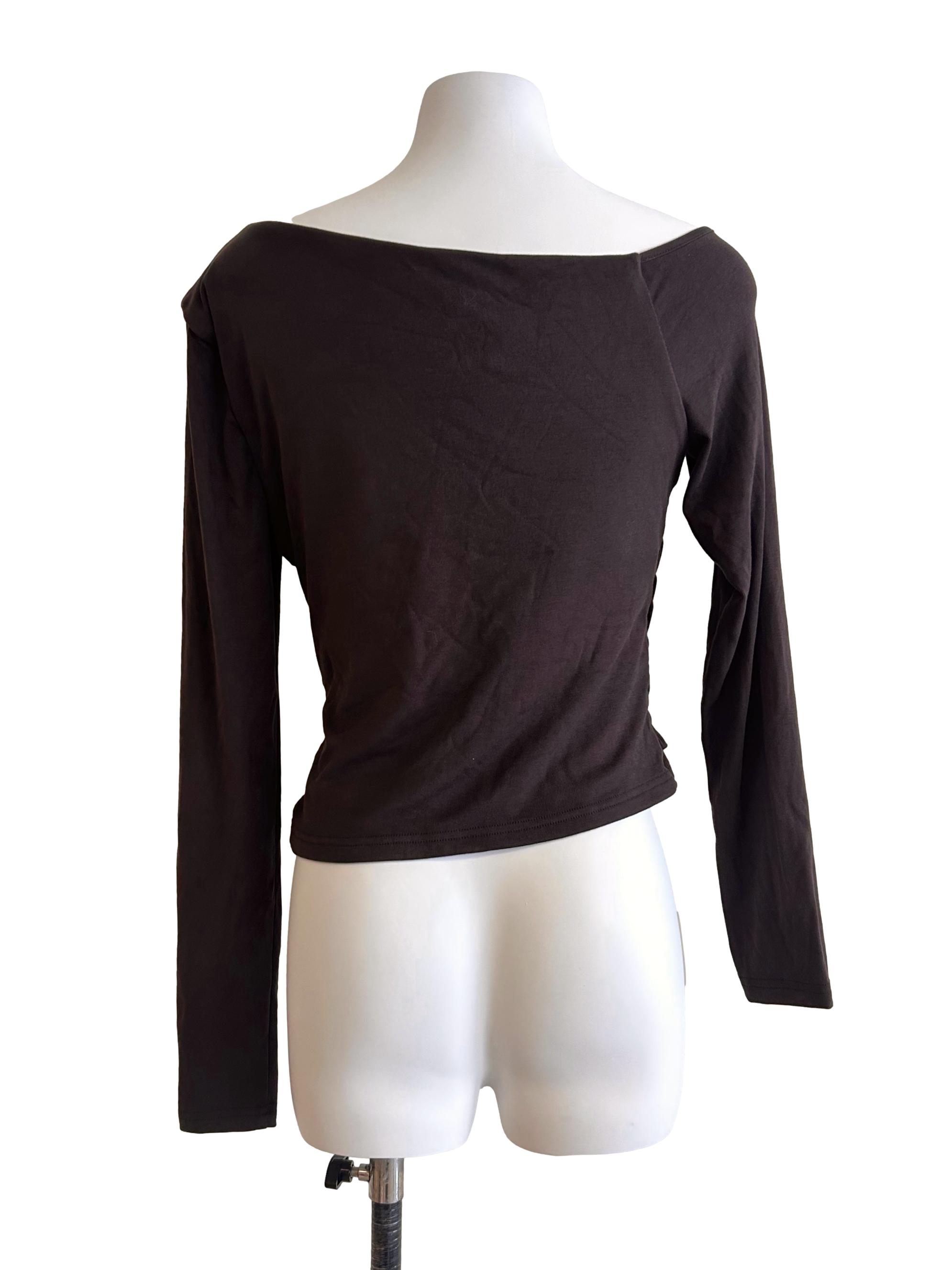 Grey Ruched Long Sleeve Top