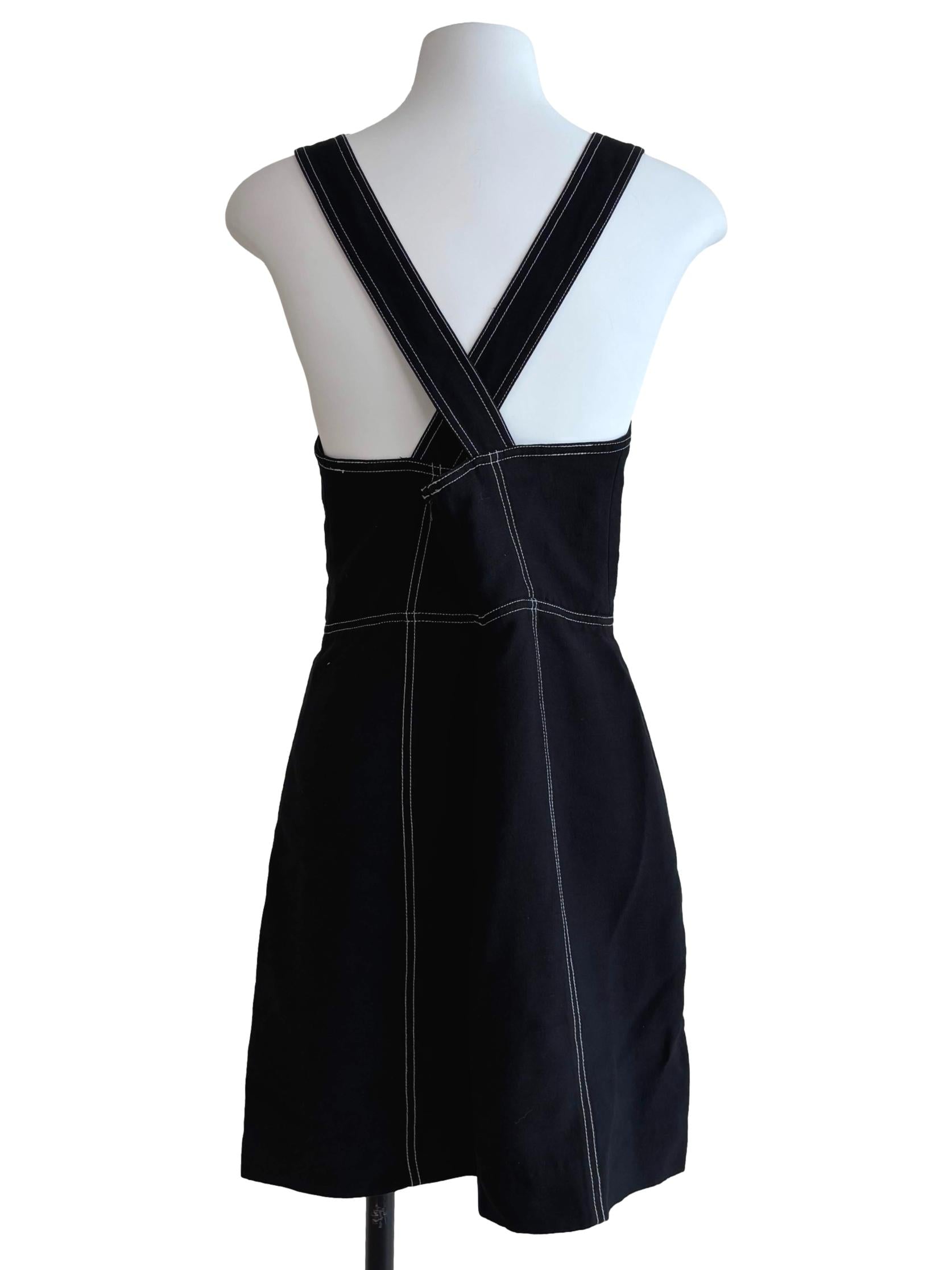 Onyx Black Apron Neck Mini Dress