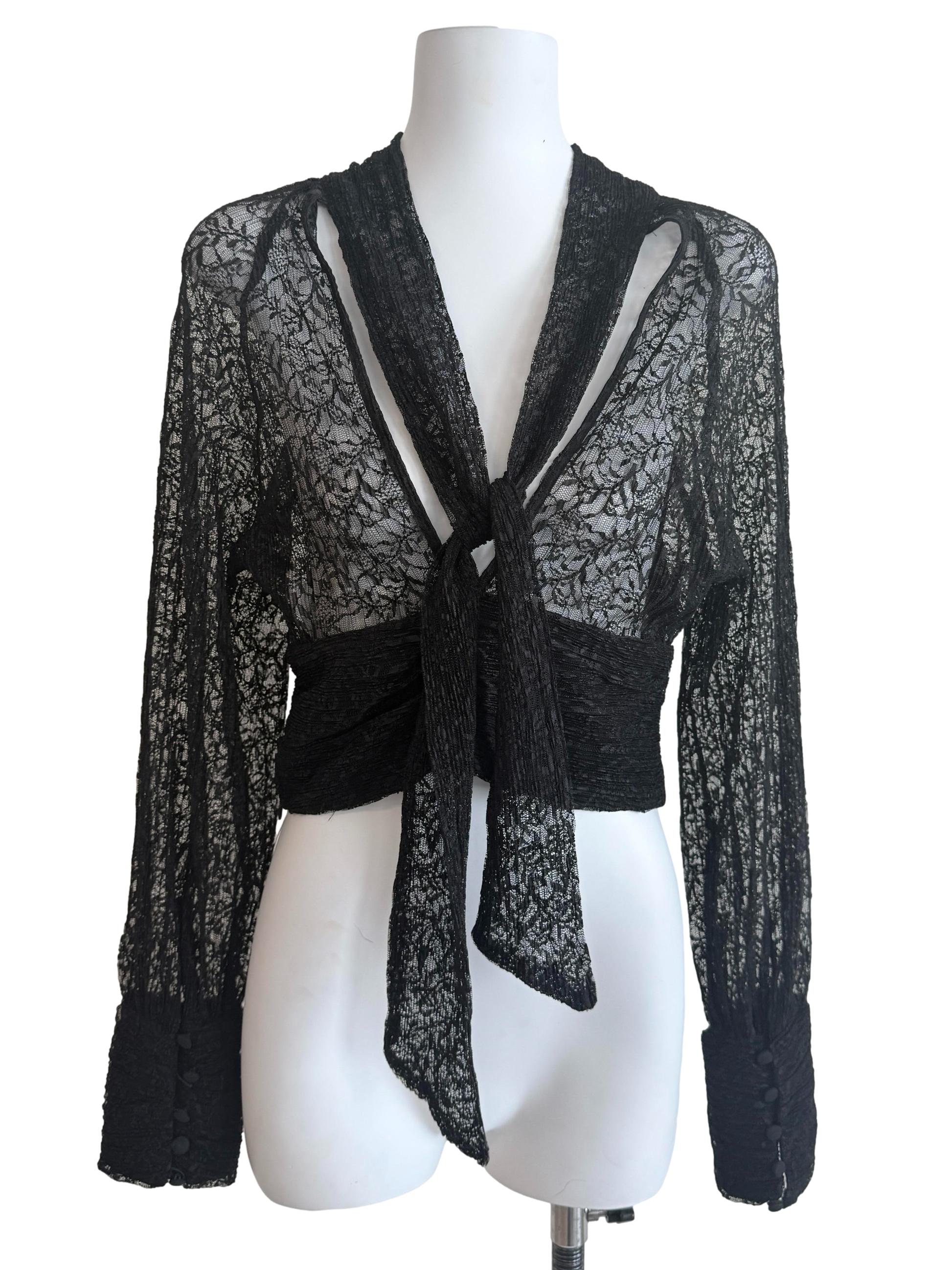 Black Lace Long Sleeves Top