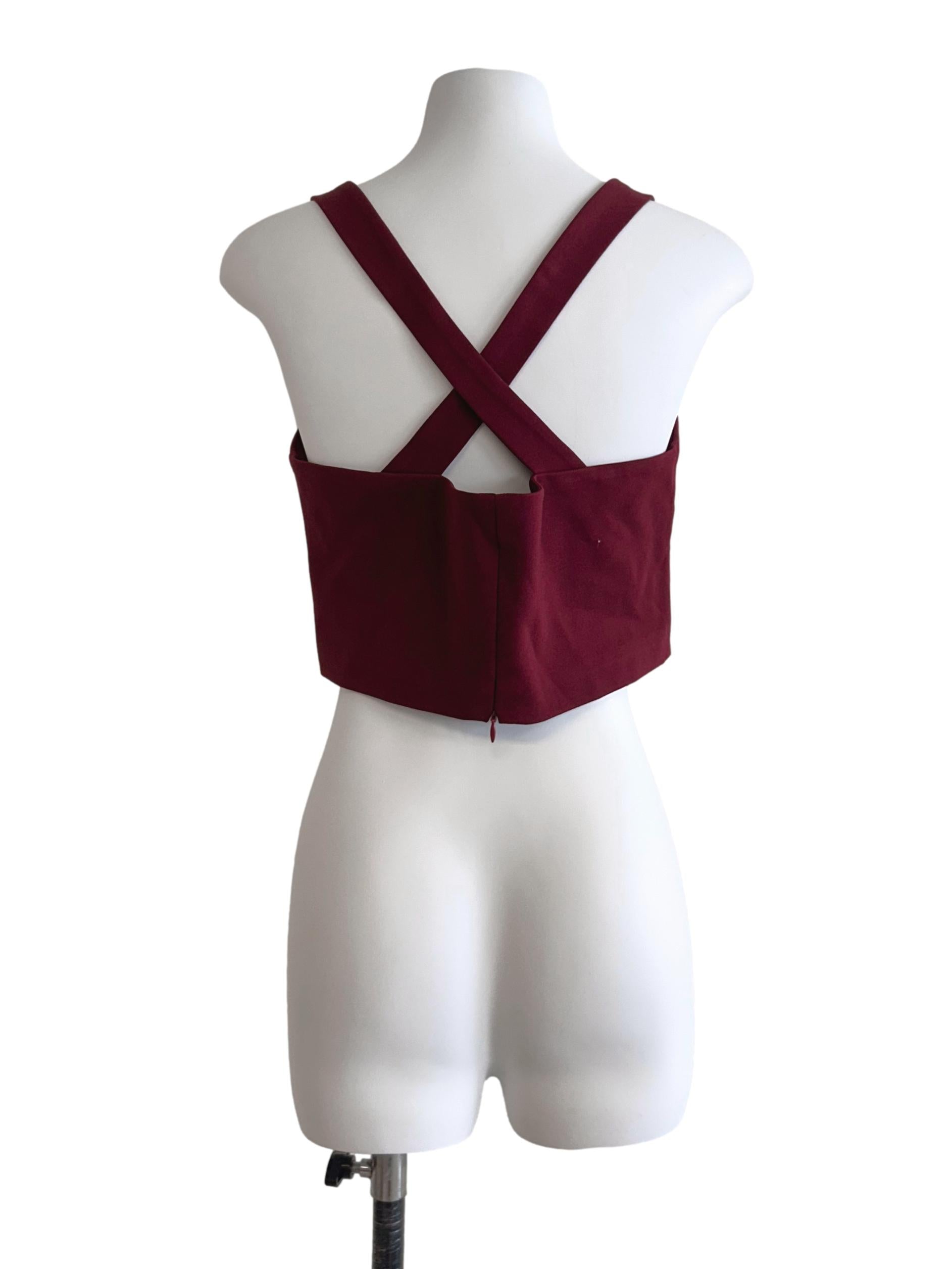 Ruby Red Cross Strap Crop Top