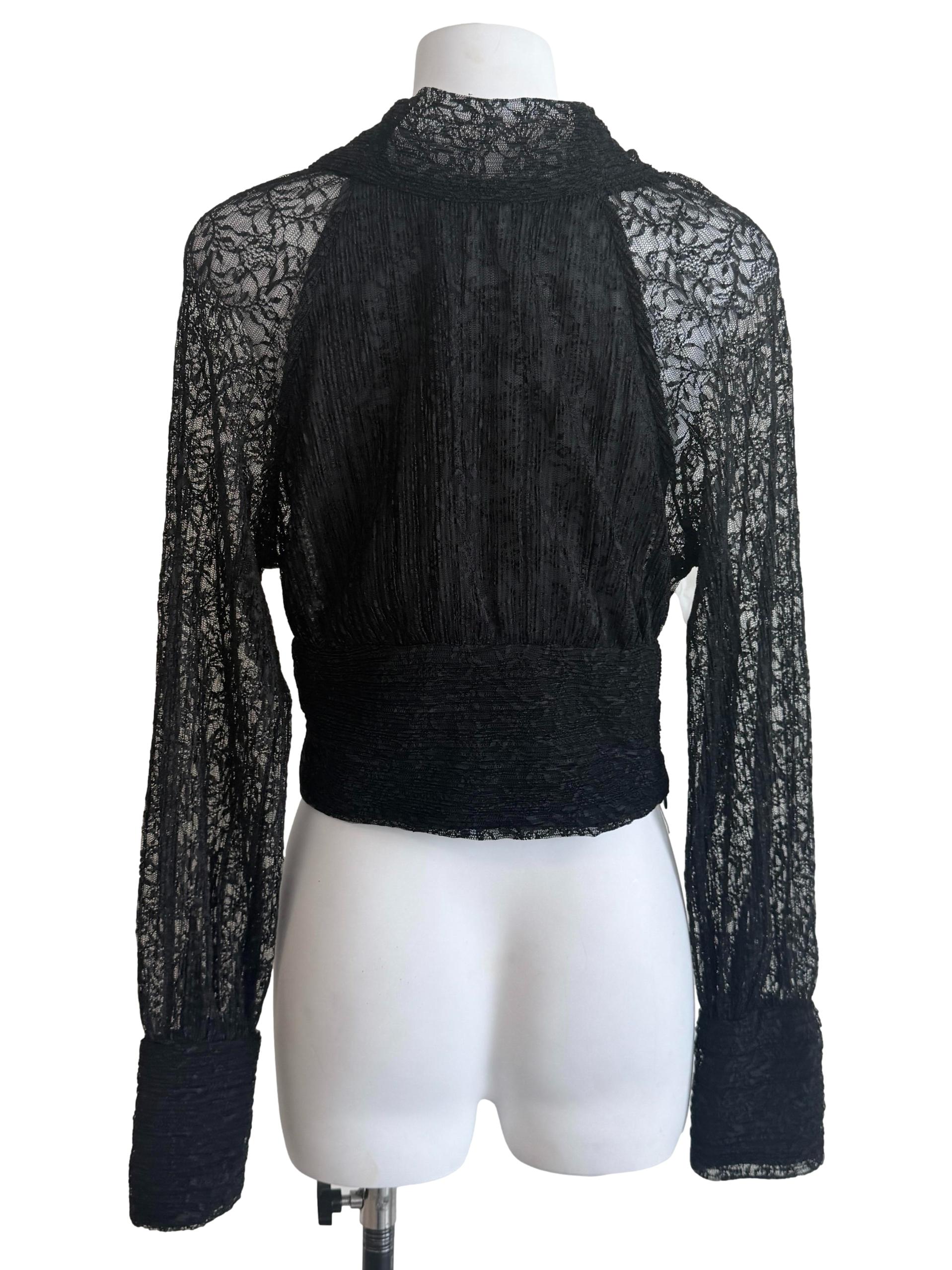 Black Lace Long Sleeves Top