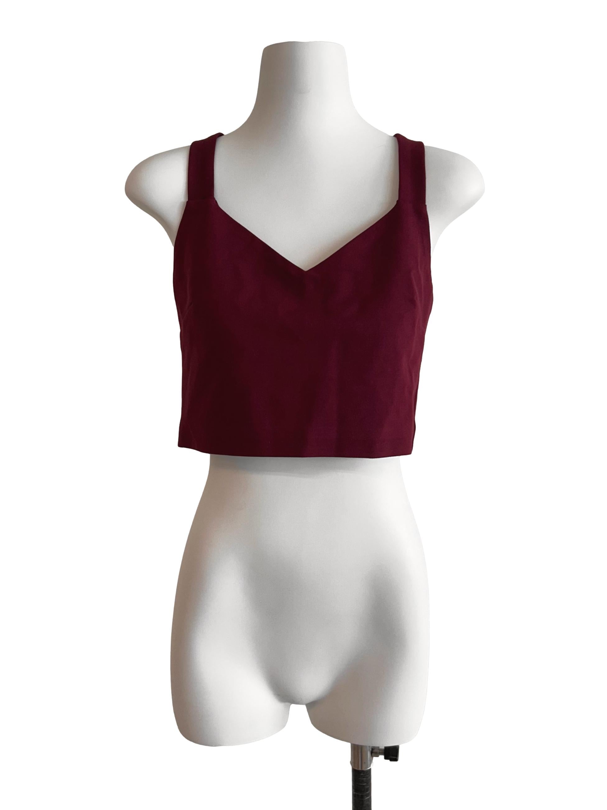 Ruby Red Cross Strap Crop Top