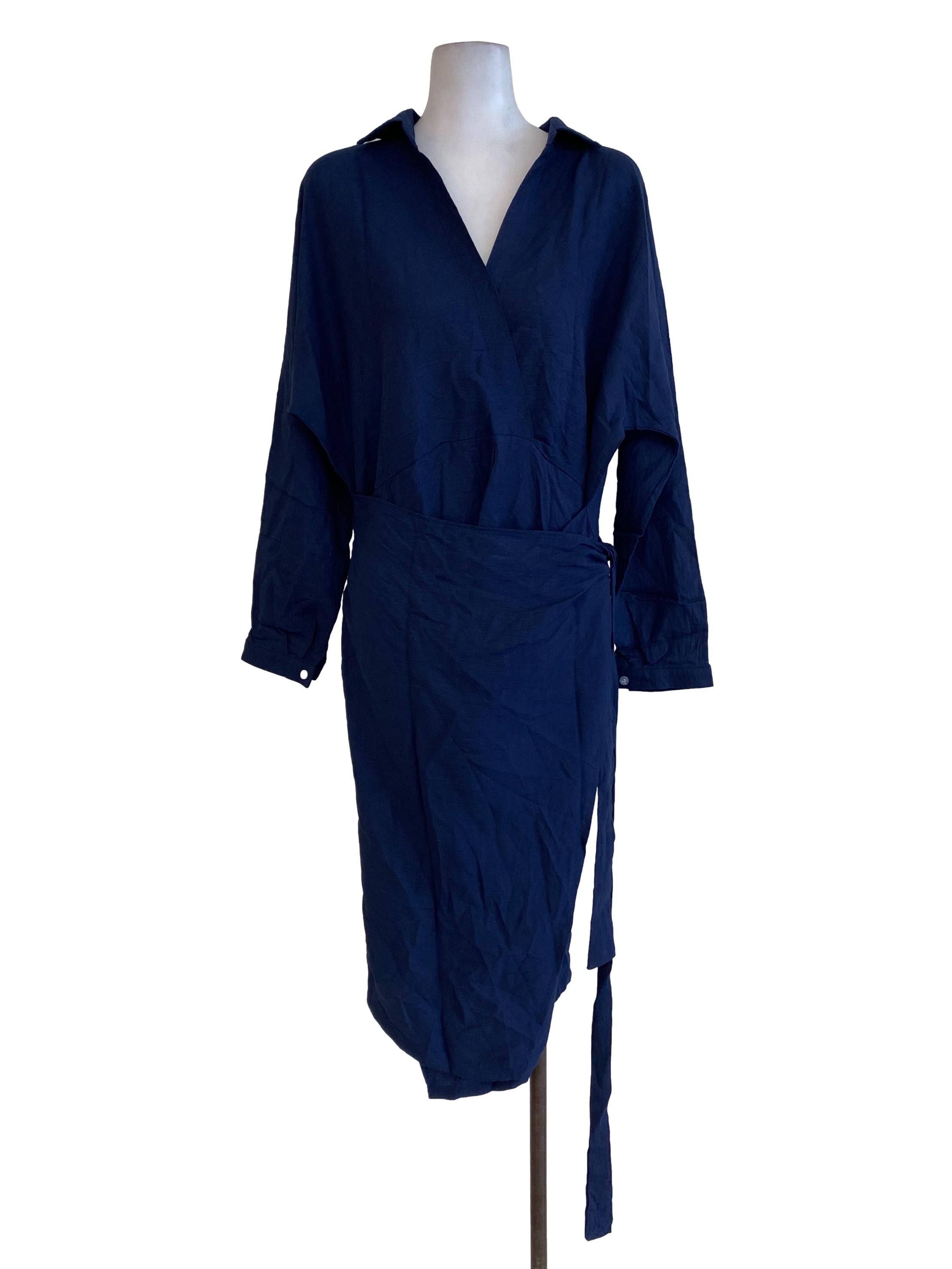 Navy Blue Wrap Dress