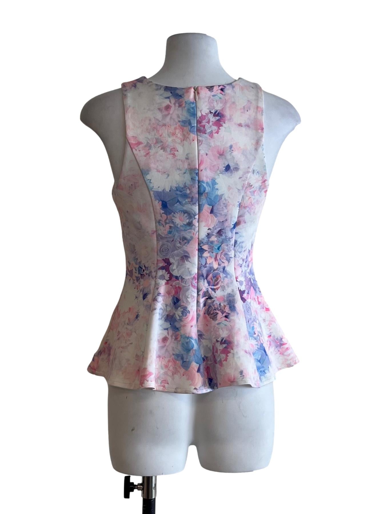 White Floral Sleeveless Top