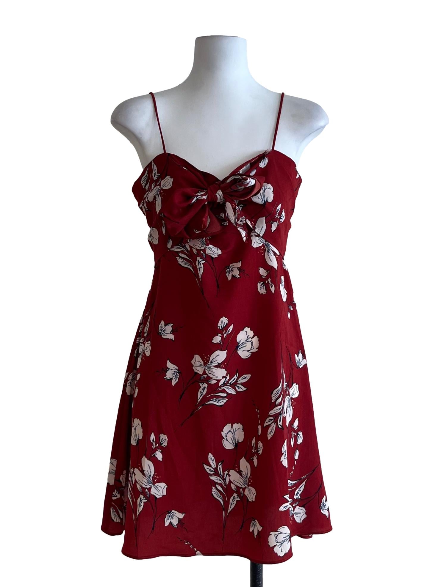 Brick Red Floral Sun Dress